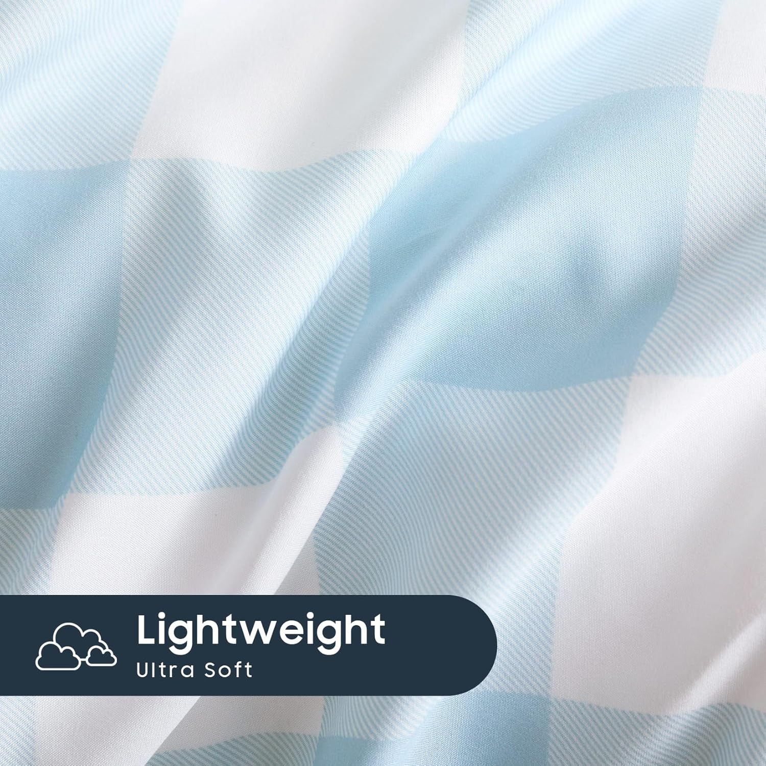 Wake In Cloud - Gingham Duvet Cover Set Light Blue White TwinTwin XL