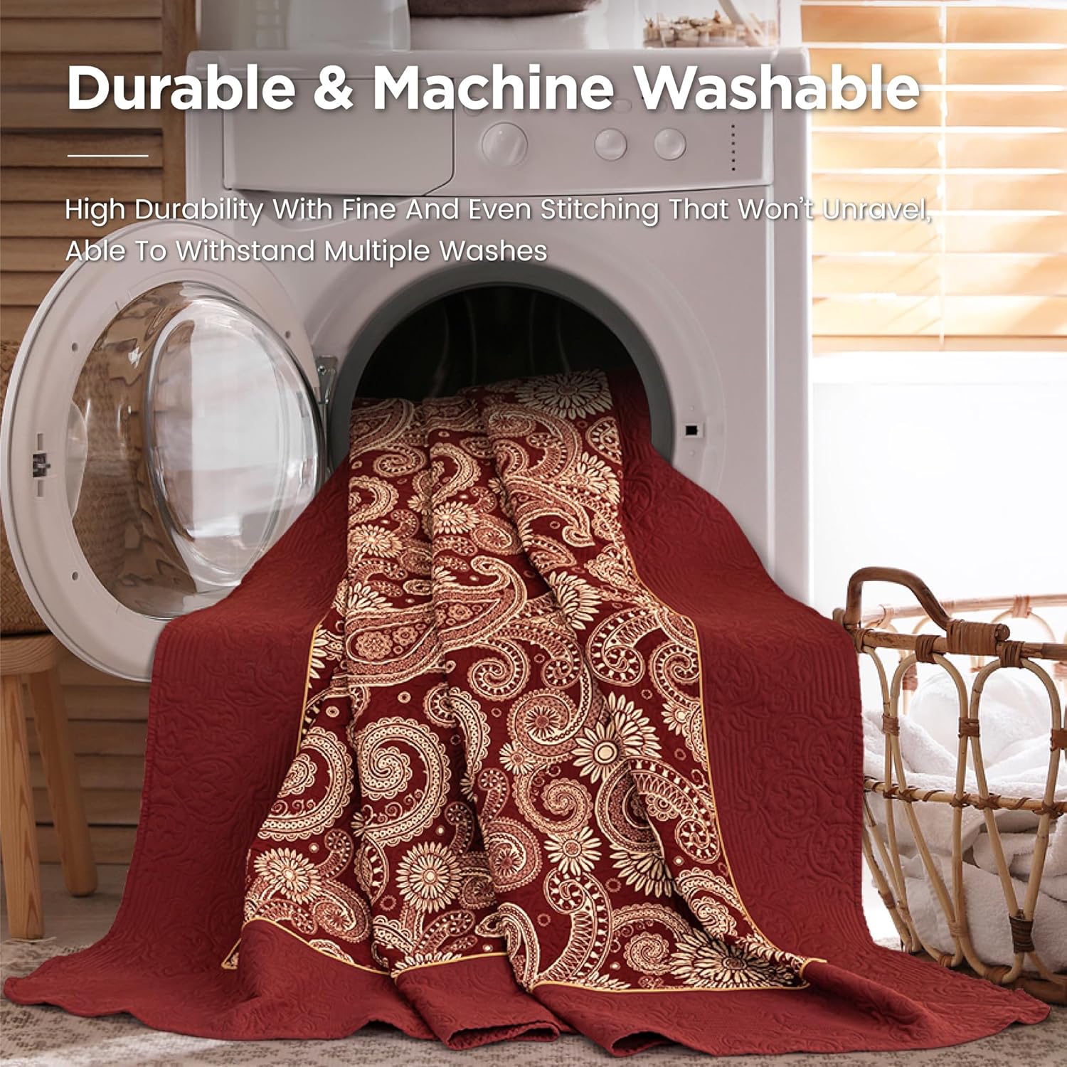 Sophia William Red Quilt Set Cal-King 3-Piece