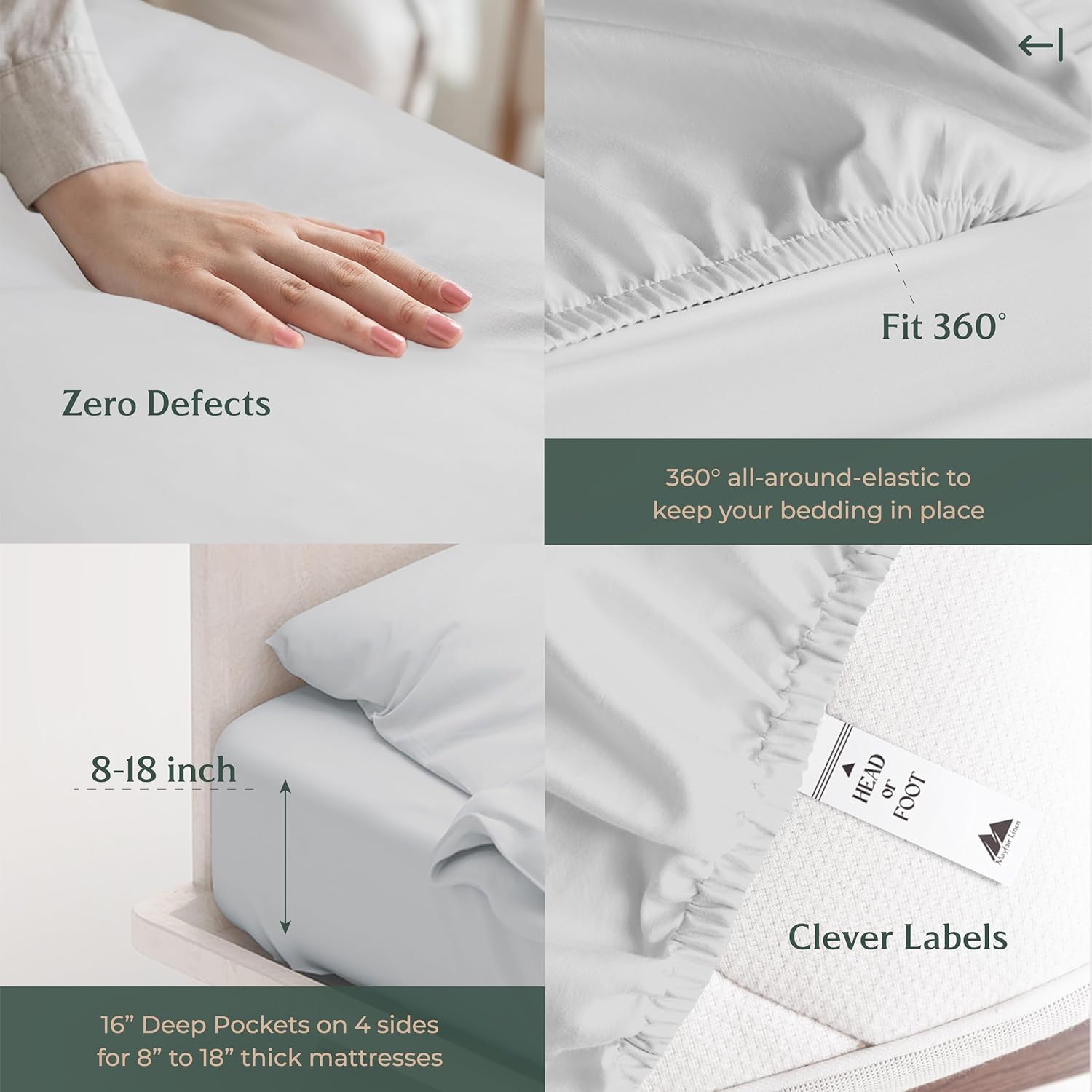 Mayfair Linen Bamboo Viscose Sheets Cal King 4-Piece Light Grey