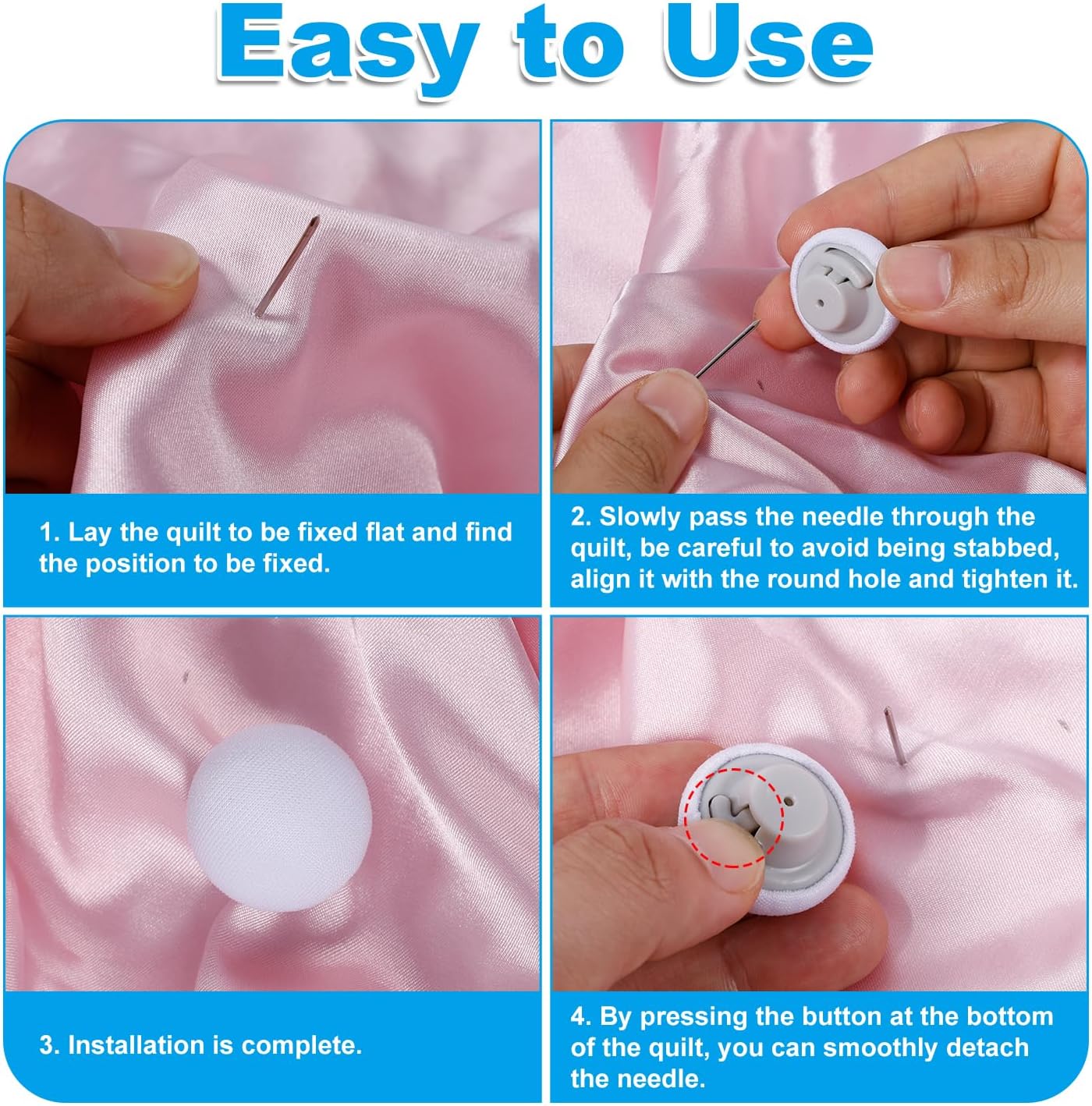 20pcs Duvet Clips with Mushroom Buttons and Iron Nails