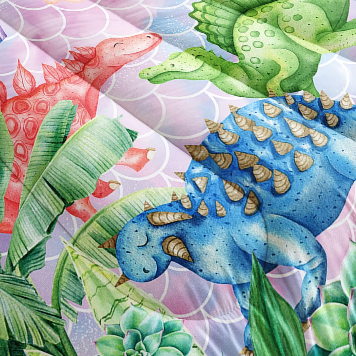 Dinosaur Rainbow Comforter Set for Kids 1