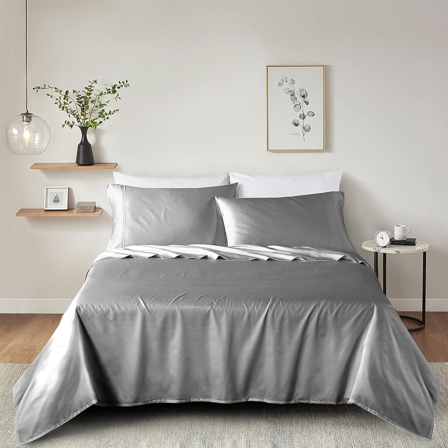 ELINEN 100 Supima Cotton Queen Sheet Set 4 pcs - Grey