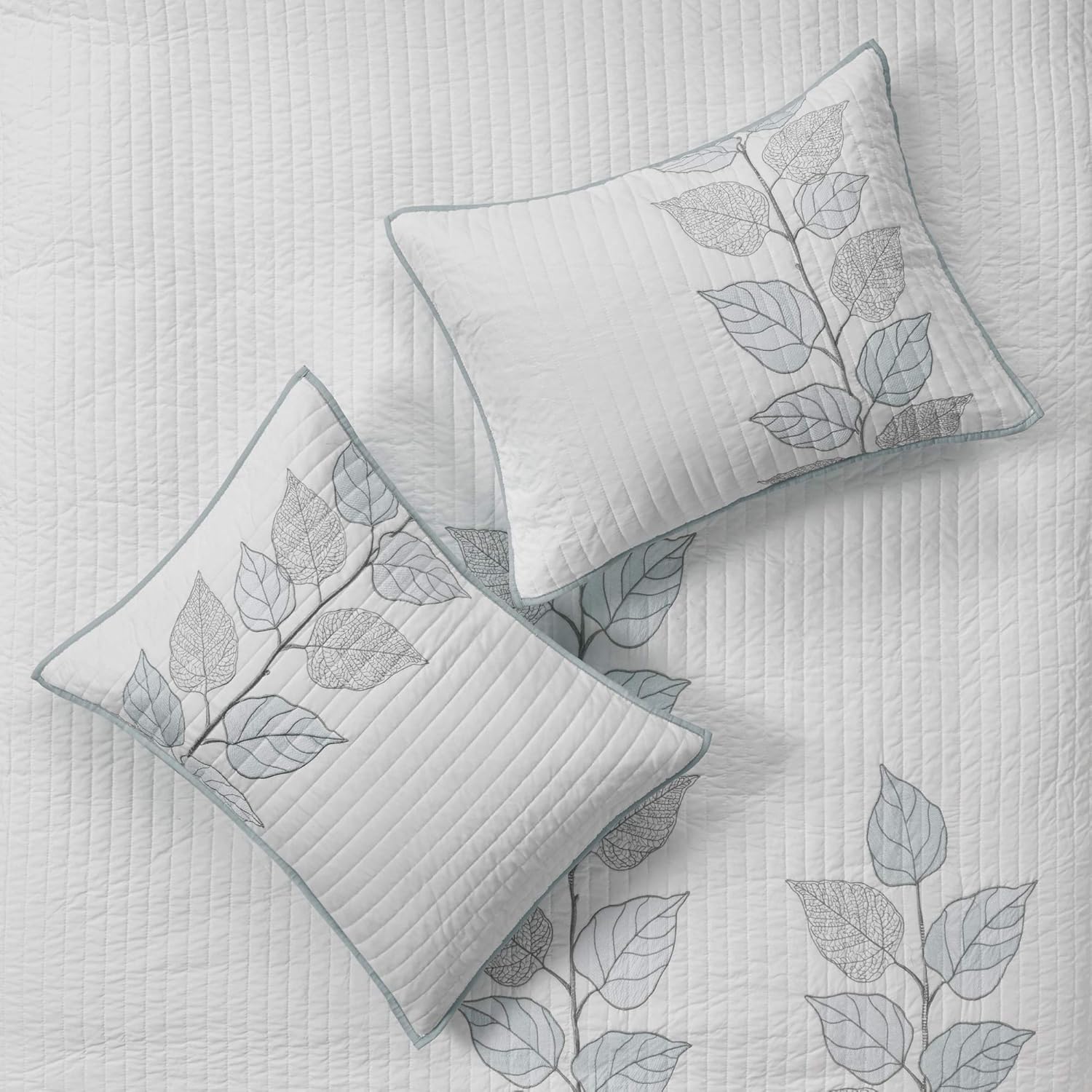 Madison Park Caelie Quilt Leaf Blue 6 Piece Set