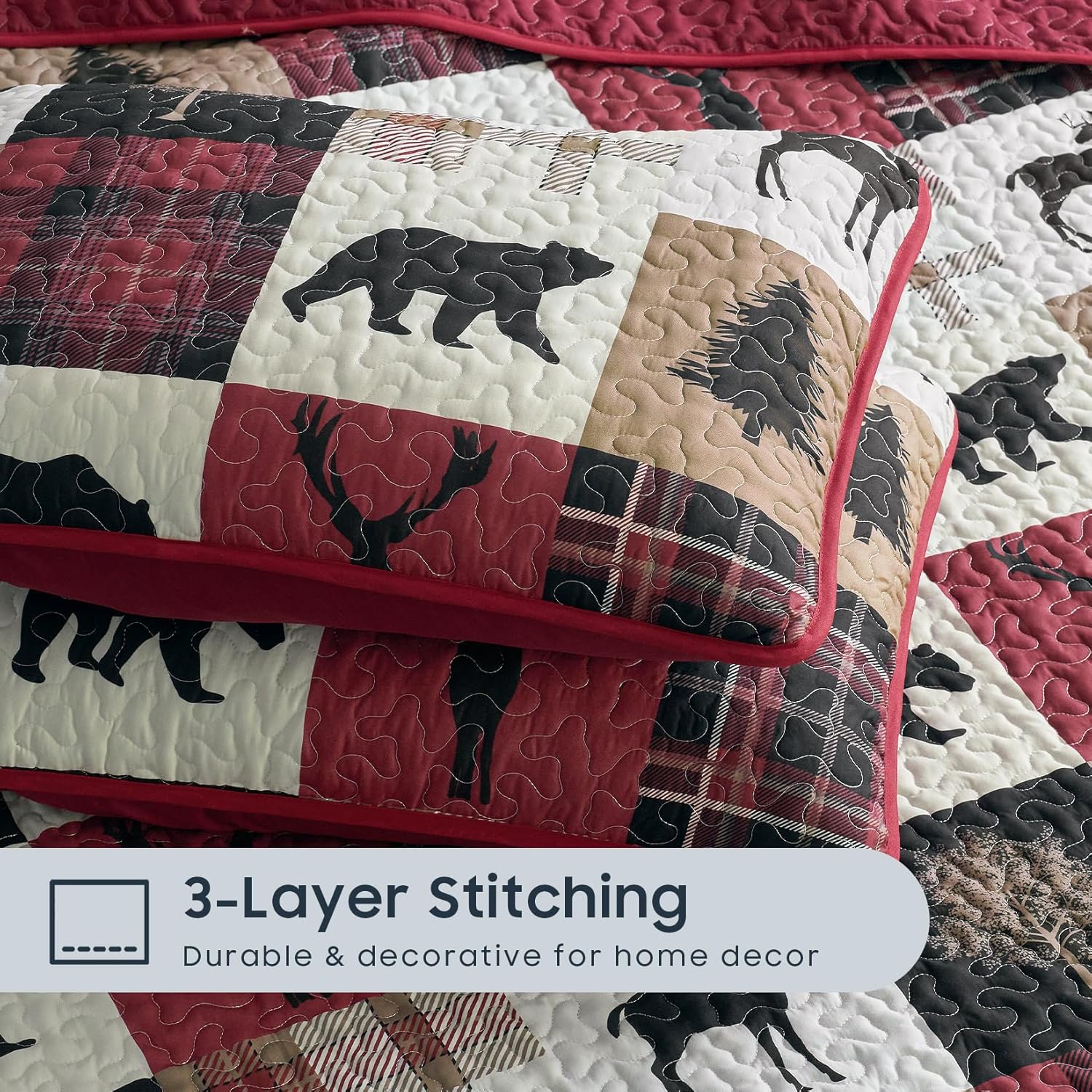 Wake In Cloud Rustic Quilt Set QueenFull 3 Pieces