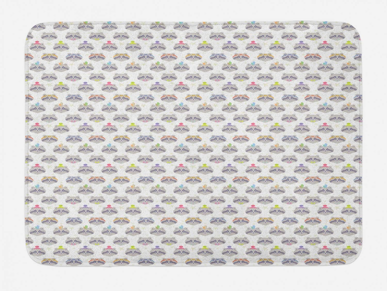 Ambesonne Cartoon Bath Mat with Raccoon Characters Plush Non-Slip 302 x 20