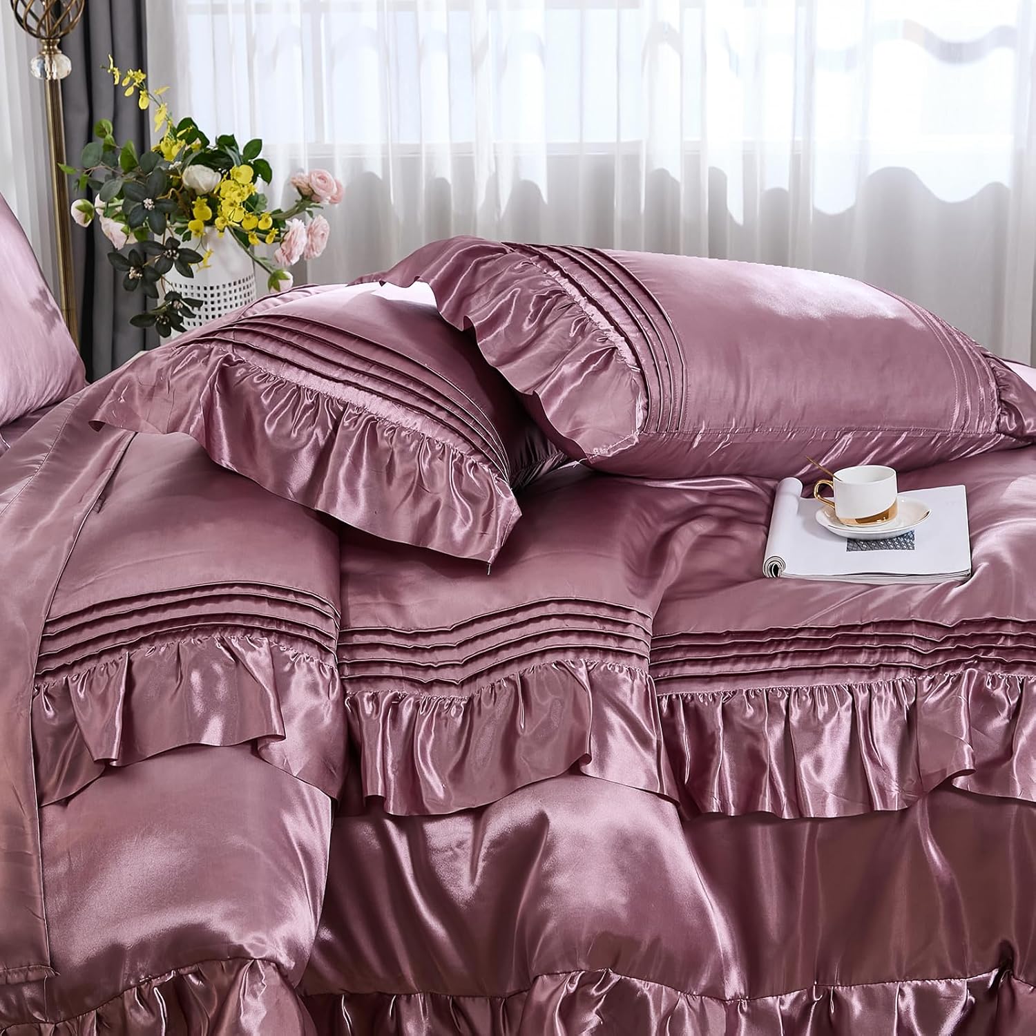 Luxury Satin Comforter Set 8-Piece Blush Pink