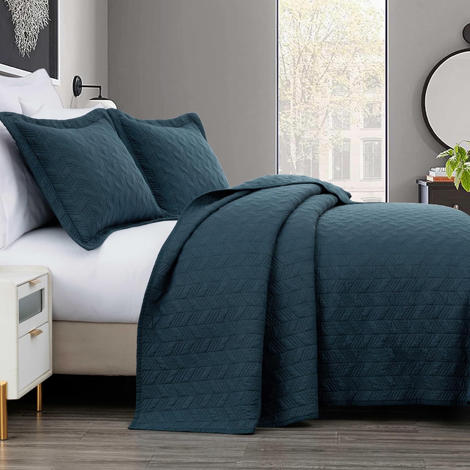 Chezmoi Collection Roswell 3-Piece Cotton Quilt Set King Size