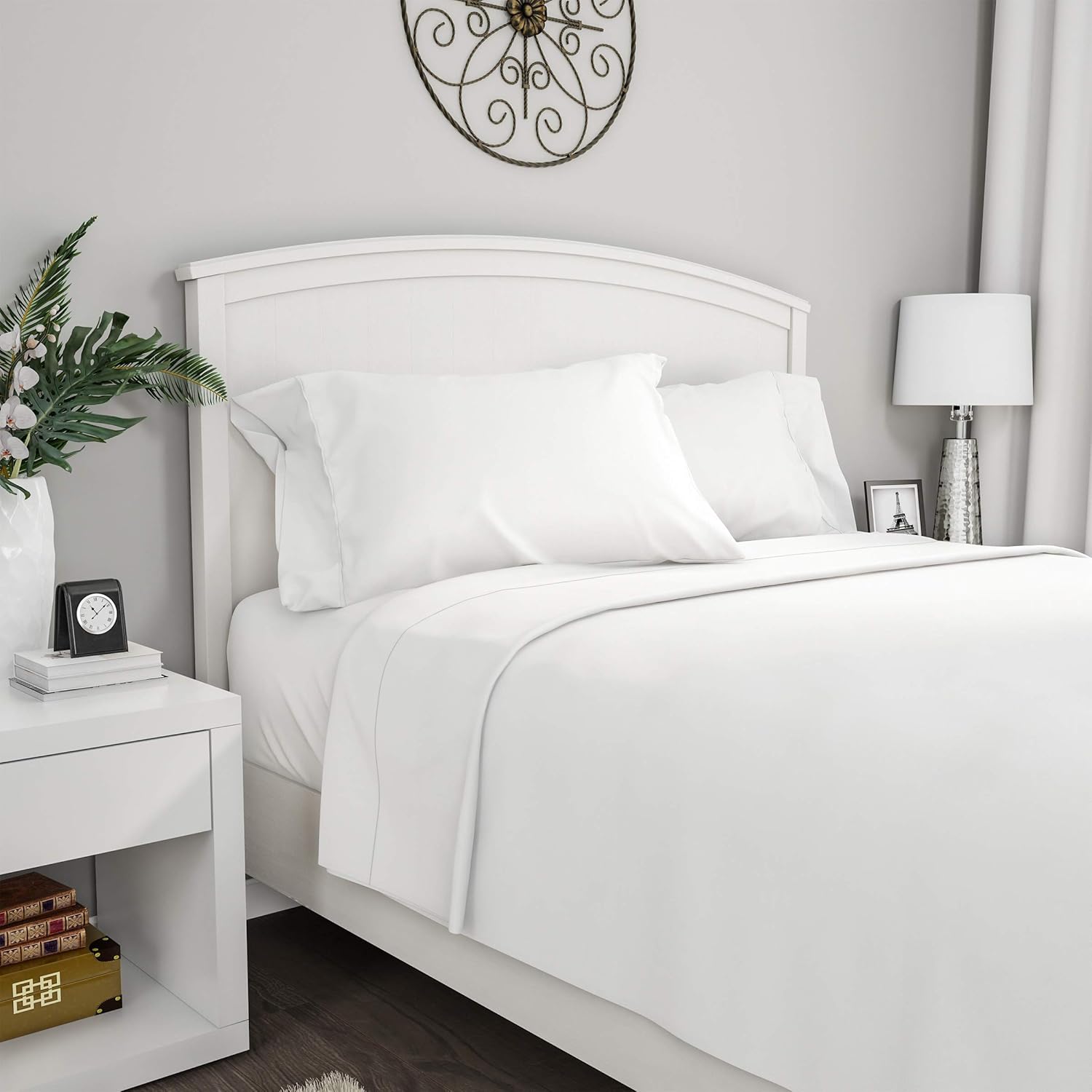 Lavish Home Bed Sheets 4-Piece Full-Size Set - White