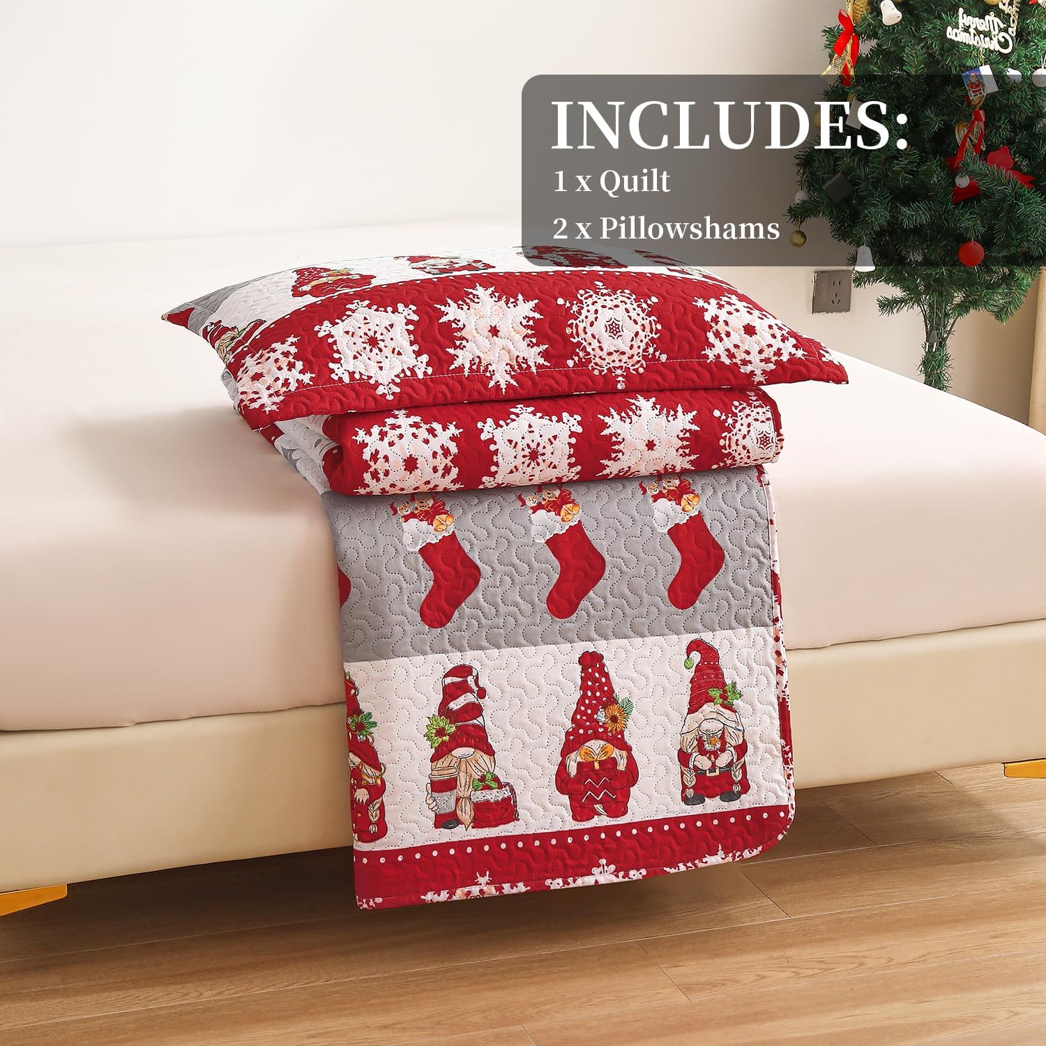 Jarson 3-Piece Christmas Quilt Set King Size