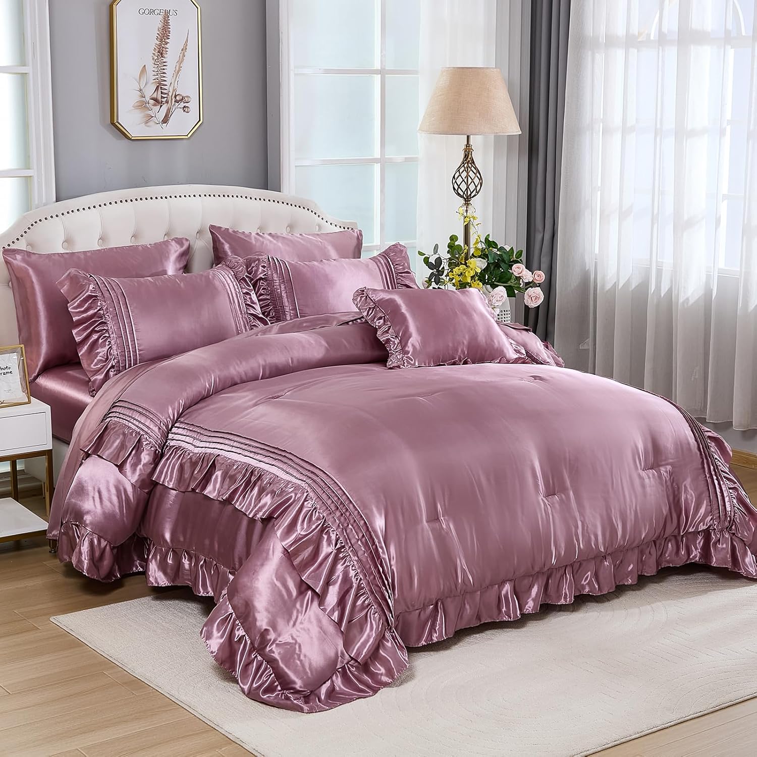 Luxury Satin Comforter Set 8-Piece Blush Pink