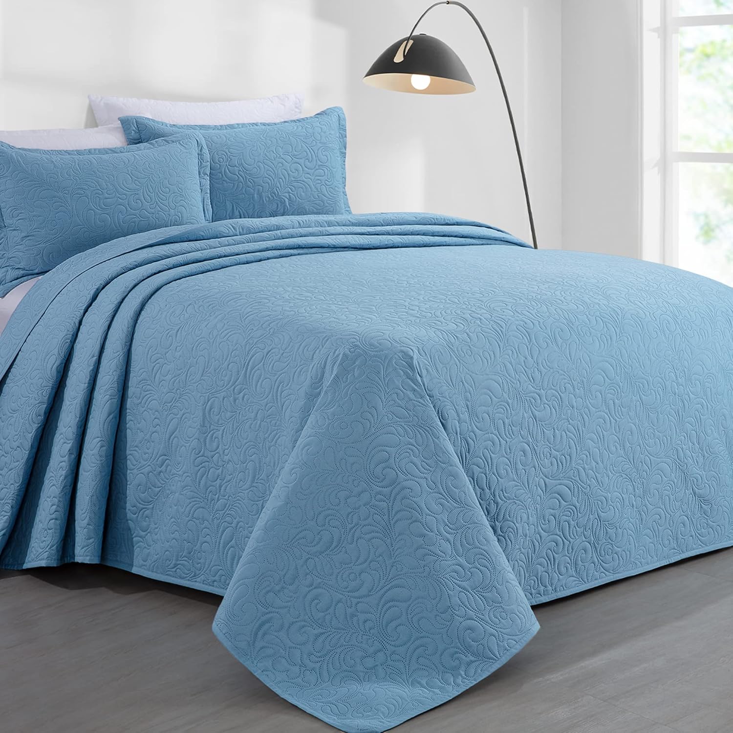 HOMBYS Alaska King 132x120 Bedspread Set Blue