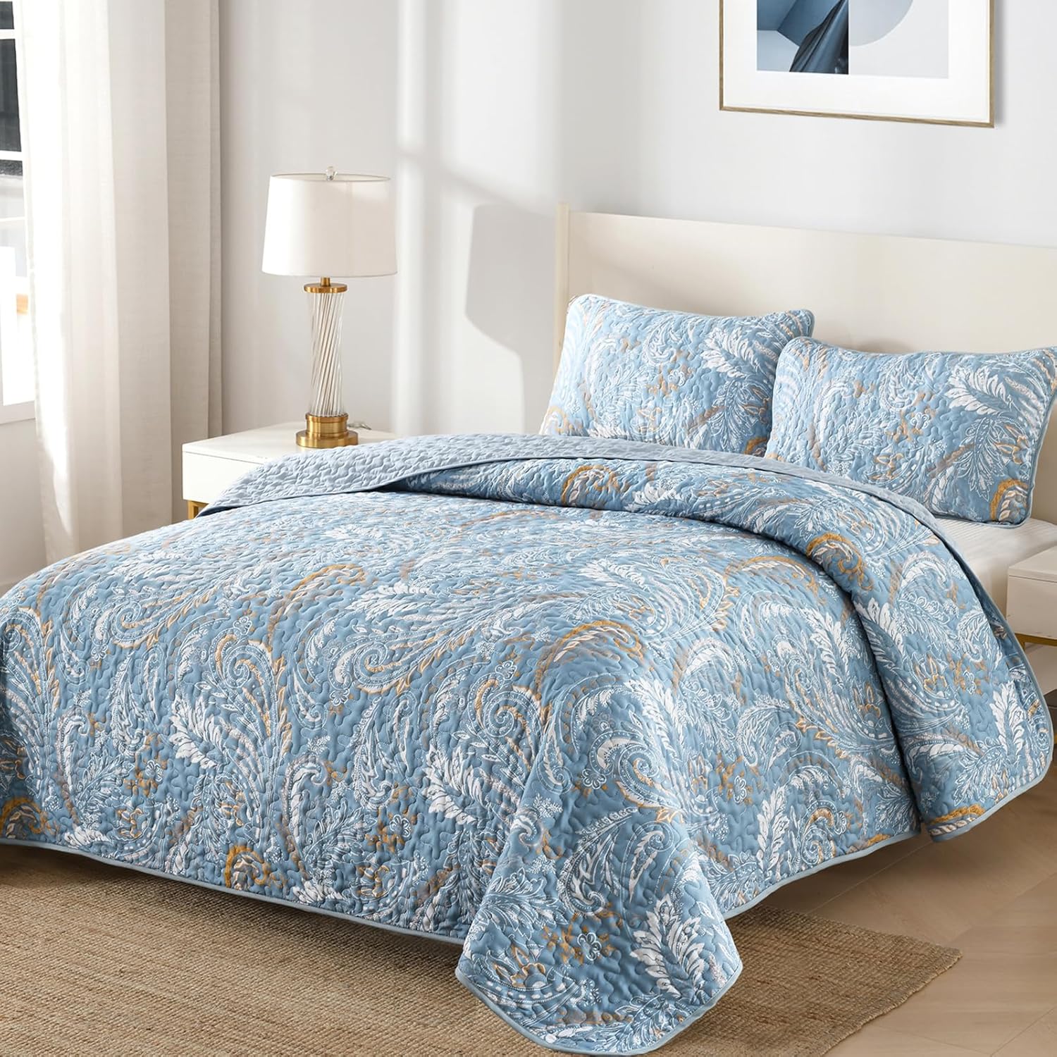 WONGS BEDDING Boho Quilt Set Queen 3 Pieces