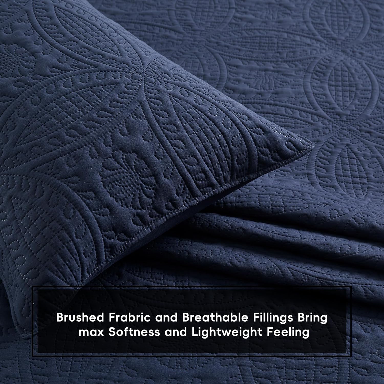 Safonory Quilt Set Queen Size - Navy 90x96