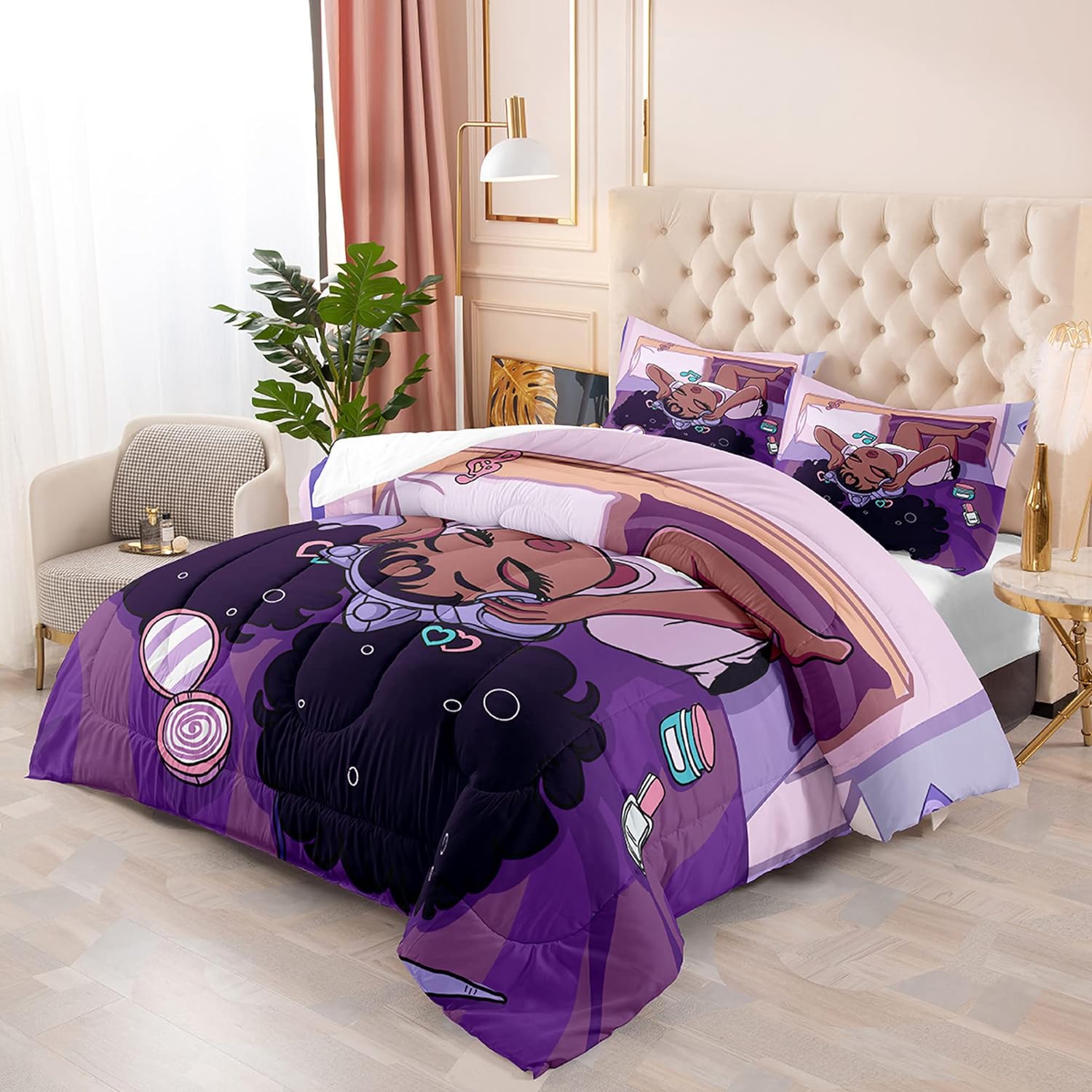 African American Black Girl Comforter Set Twin Size 1