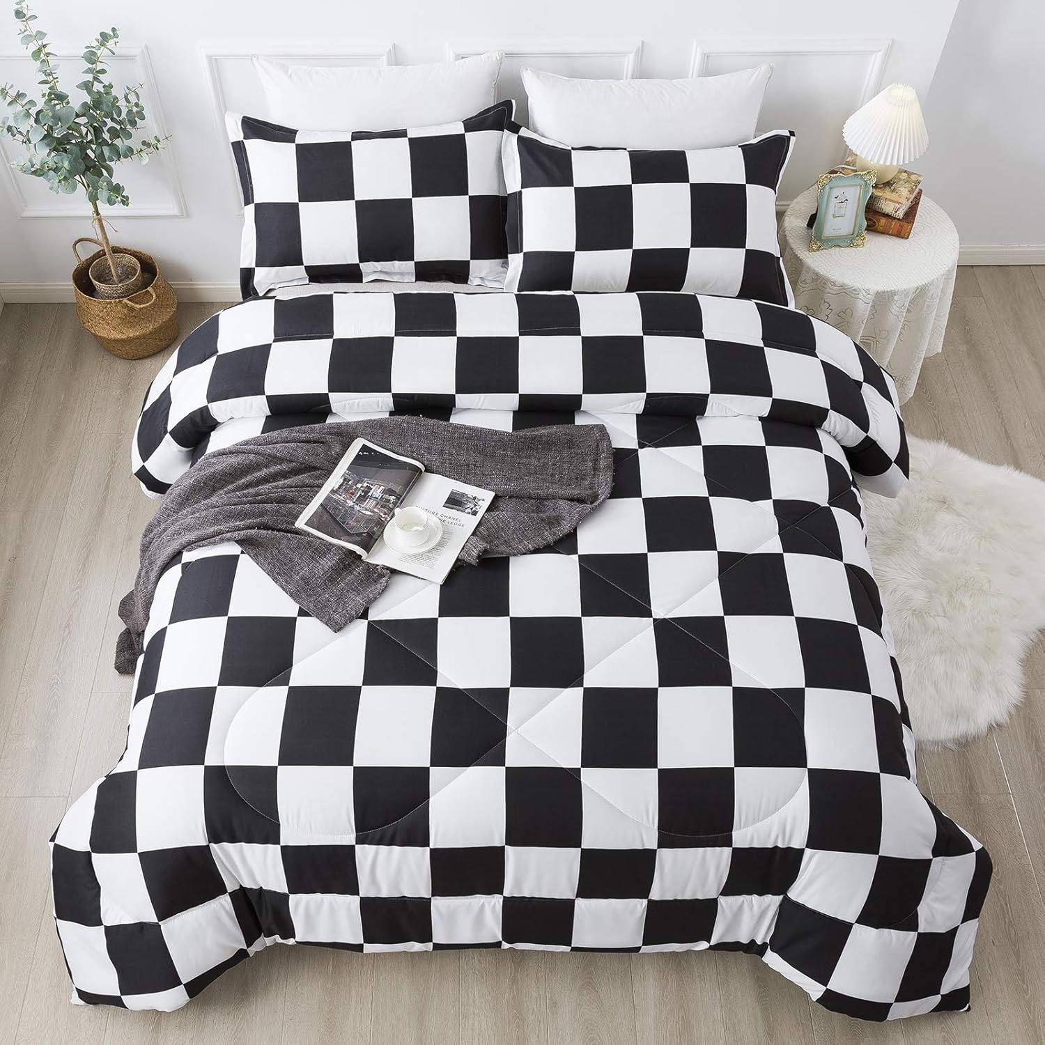 Andency Checkered Comforter Queen Set 3 Pieces