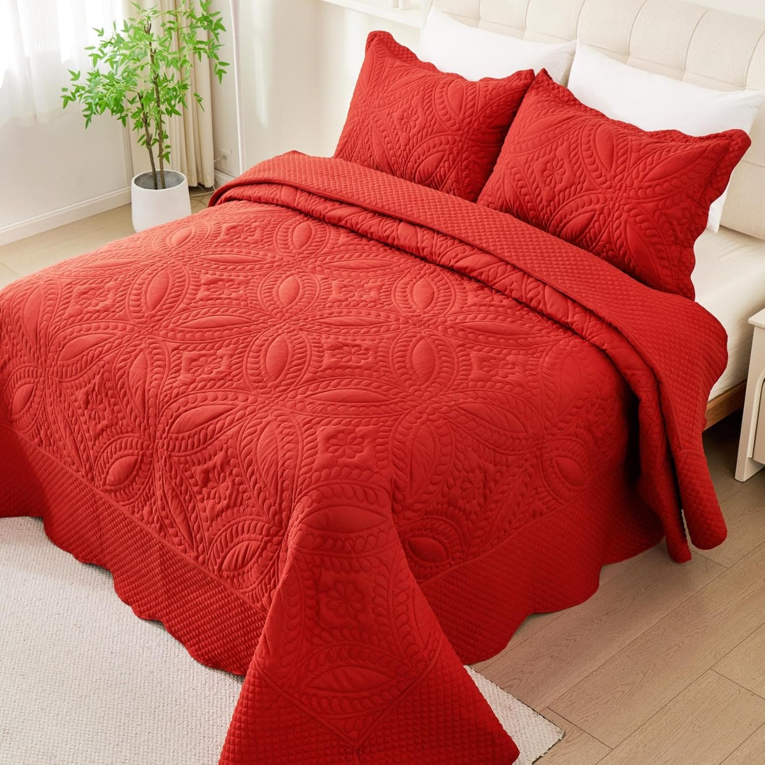 Cmfshape Oversize King Quilt Set 120x119 3 Piece Modern Geometric