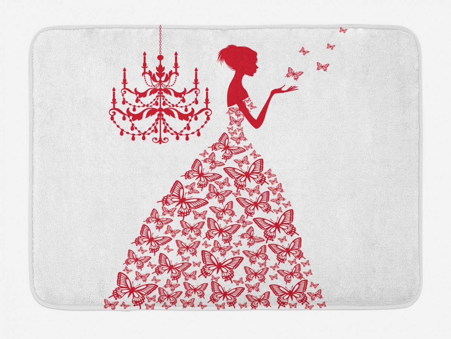 Ambesonne Love Bath Mat with Retro Butterfly Print