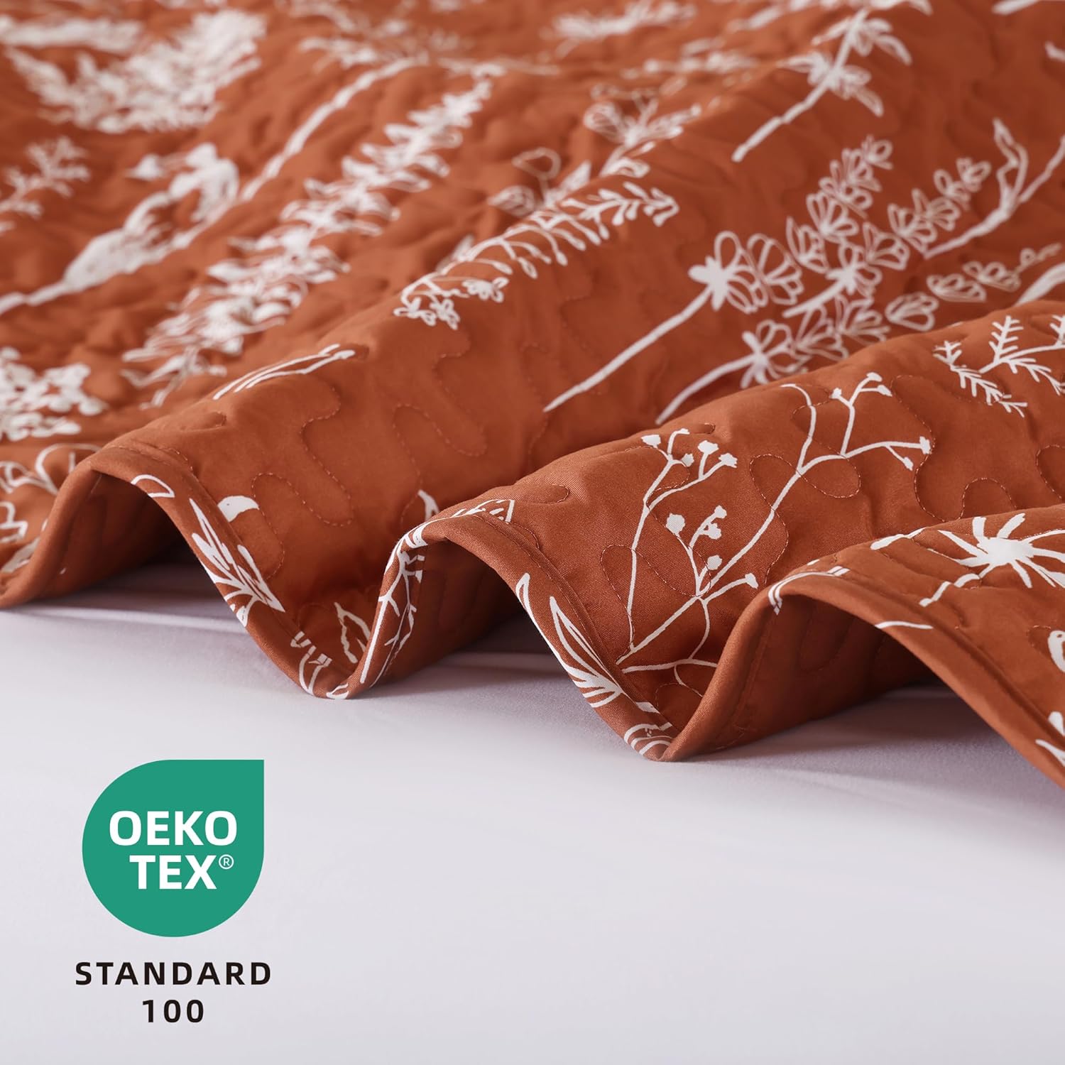 JANZAA Queen Size Floral Bed Spread with Botanical Pattern