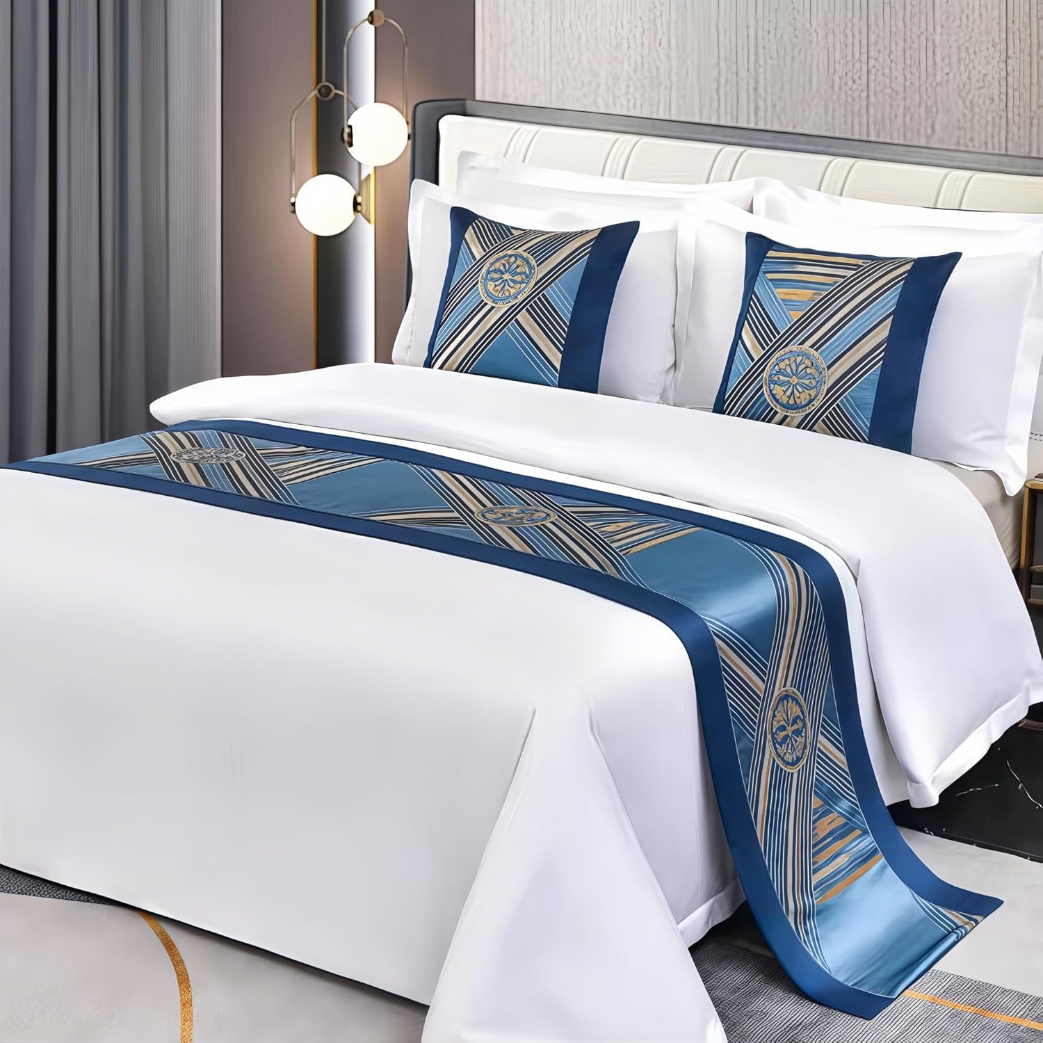 Luxury Polyester Bed Runner Scarf with Quilted Design