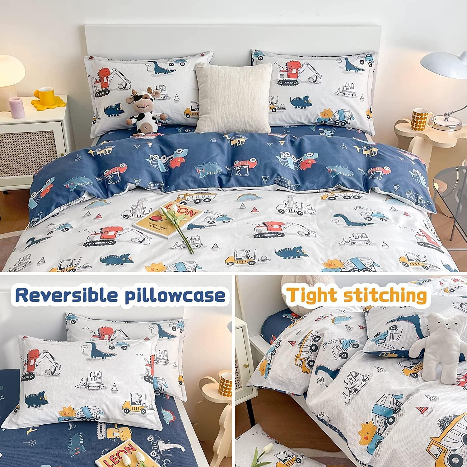 Dinosaur Kids Duvet Cover Set Full Size 100 Cotton