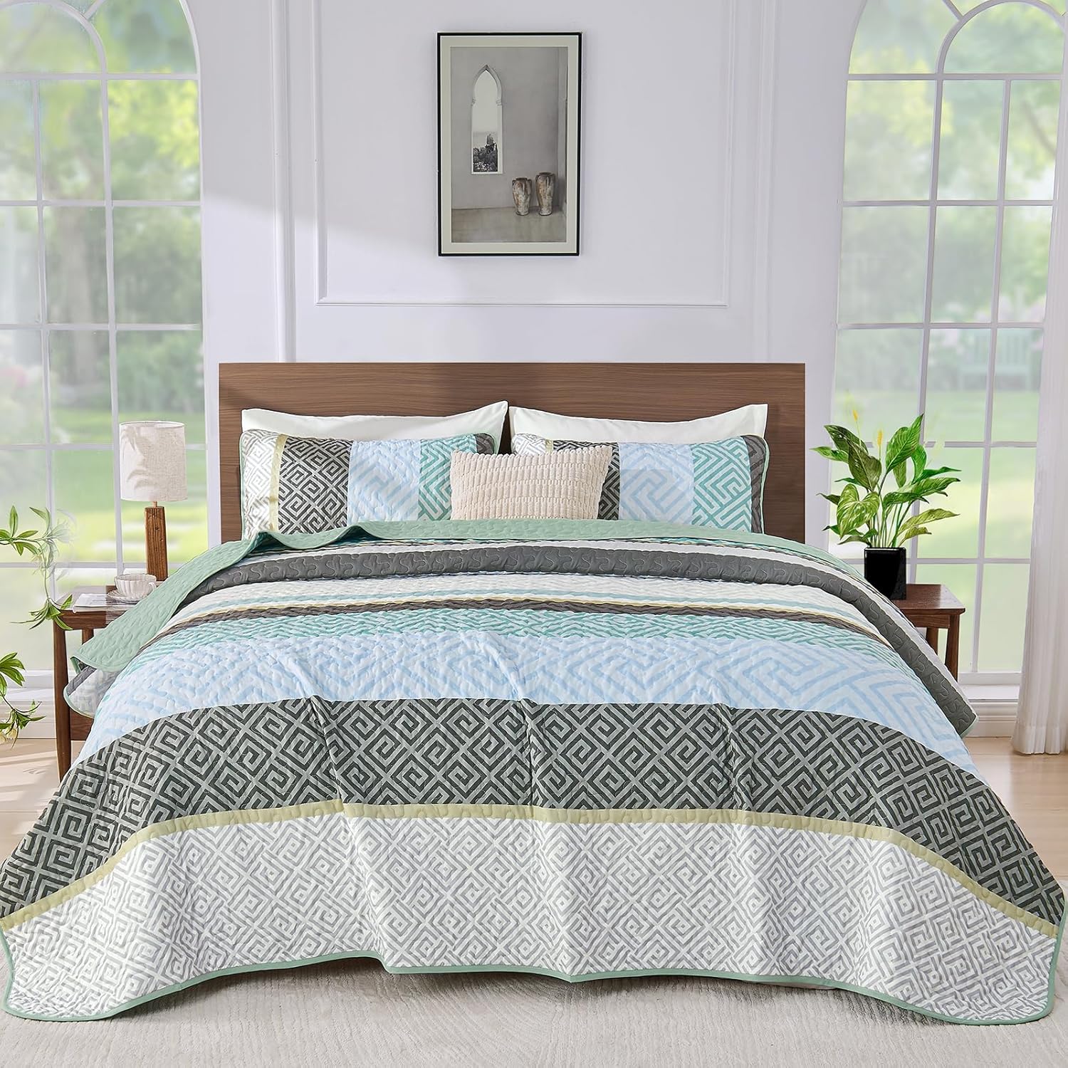 WONGS BEDDING King Size Quilt Set with 3 Pieces