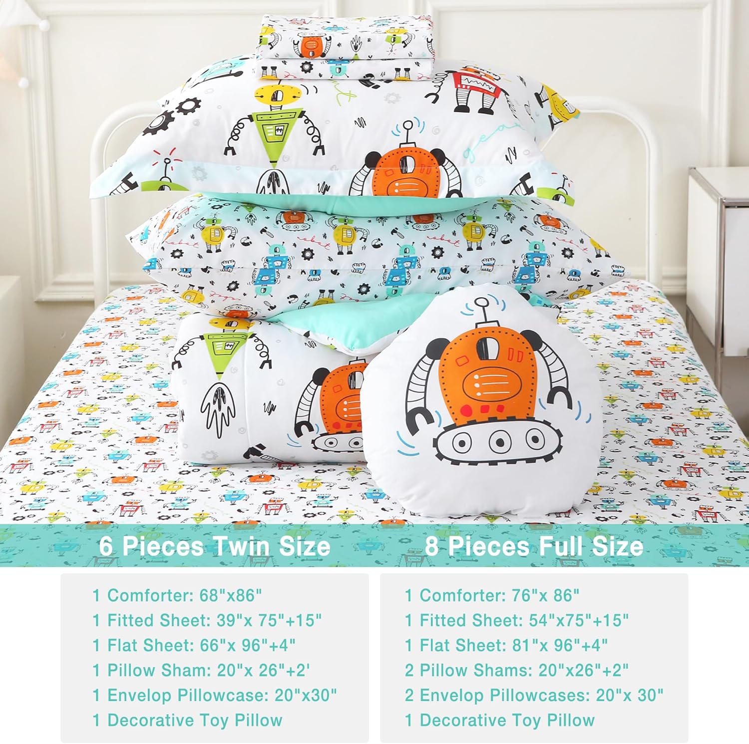 Mooreeke Twin Comforter Set Kids 6 Pieces Bed in a Bag