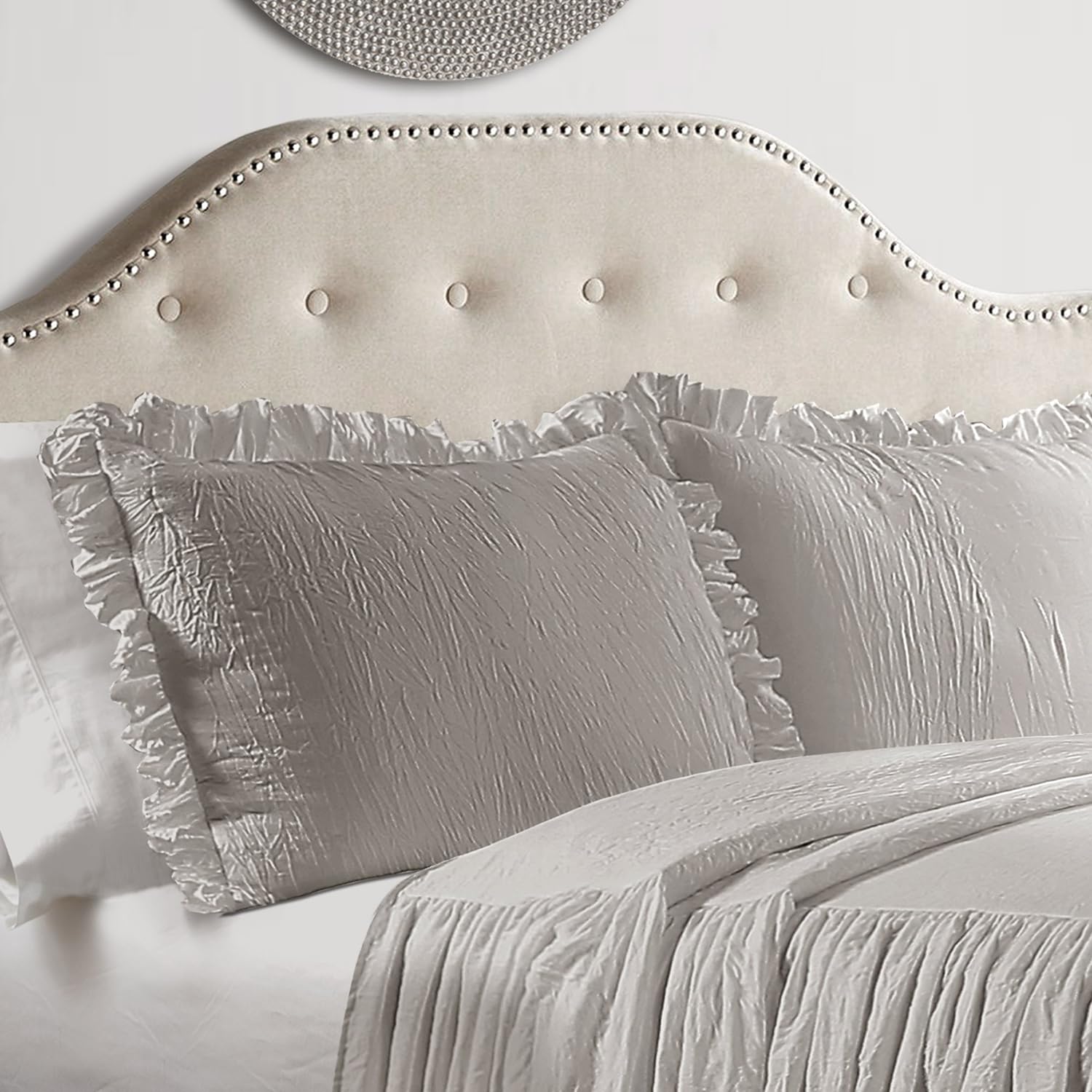 Lush Decor Ruffle Skirt Bedspread Set - 3-Piece King Grey