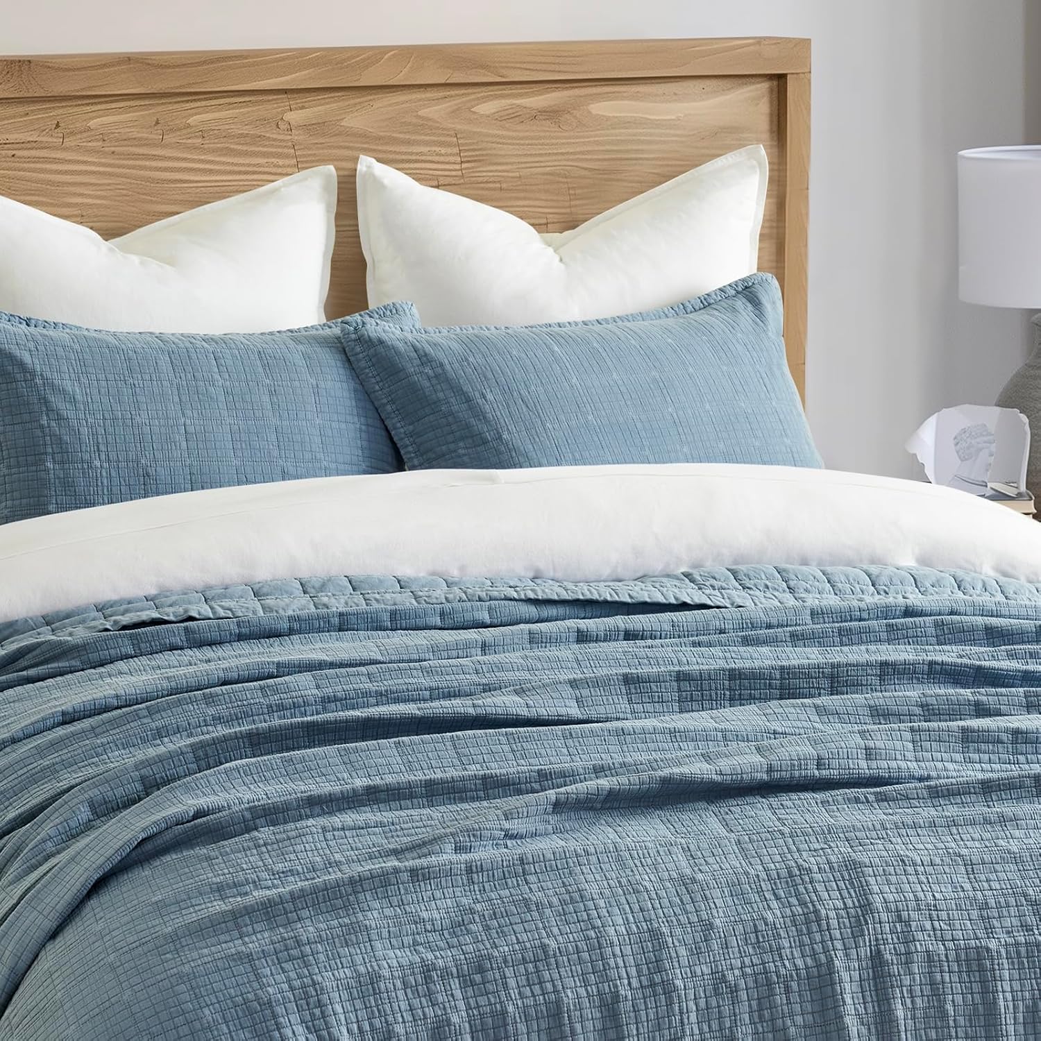 EVERGRACEHOME Stonewashed Cotton Quilt Set Full Queen Size