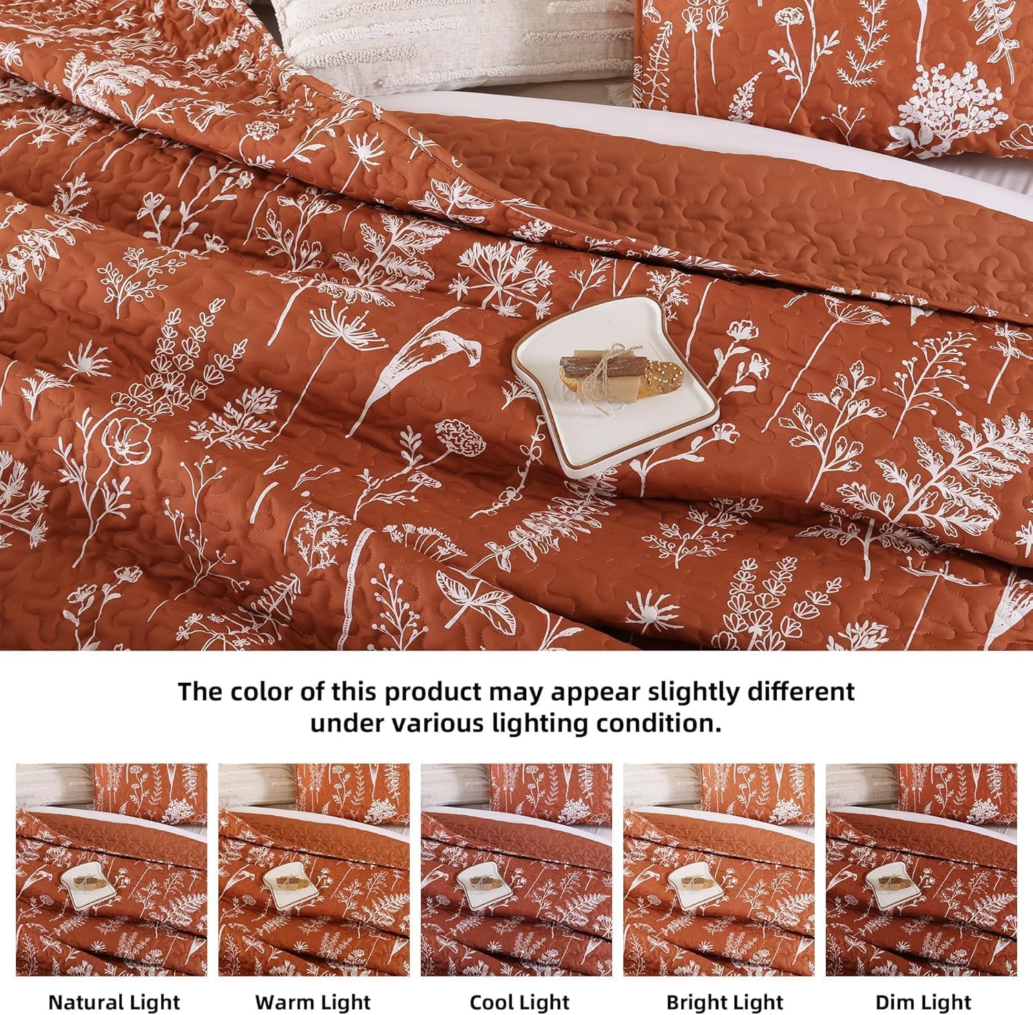 JANZAA Queen Size Floral Bed Spread with Botanical Pattern
