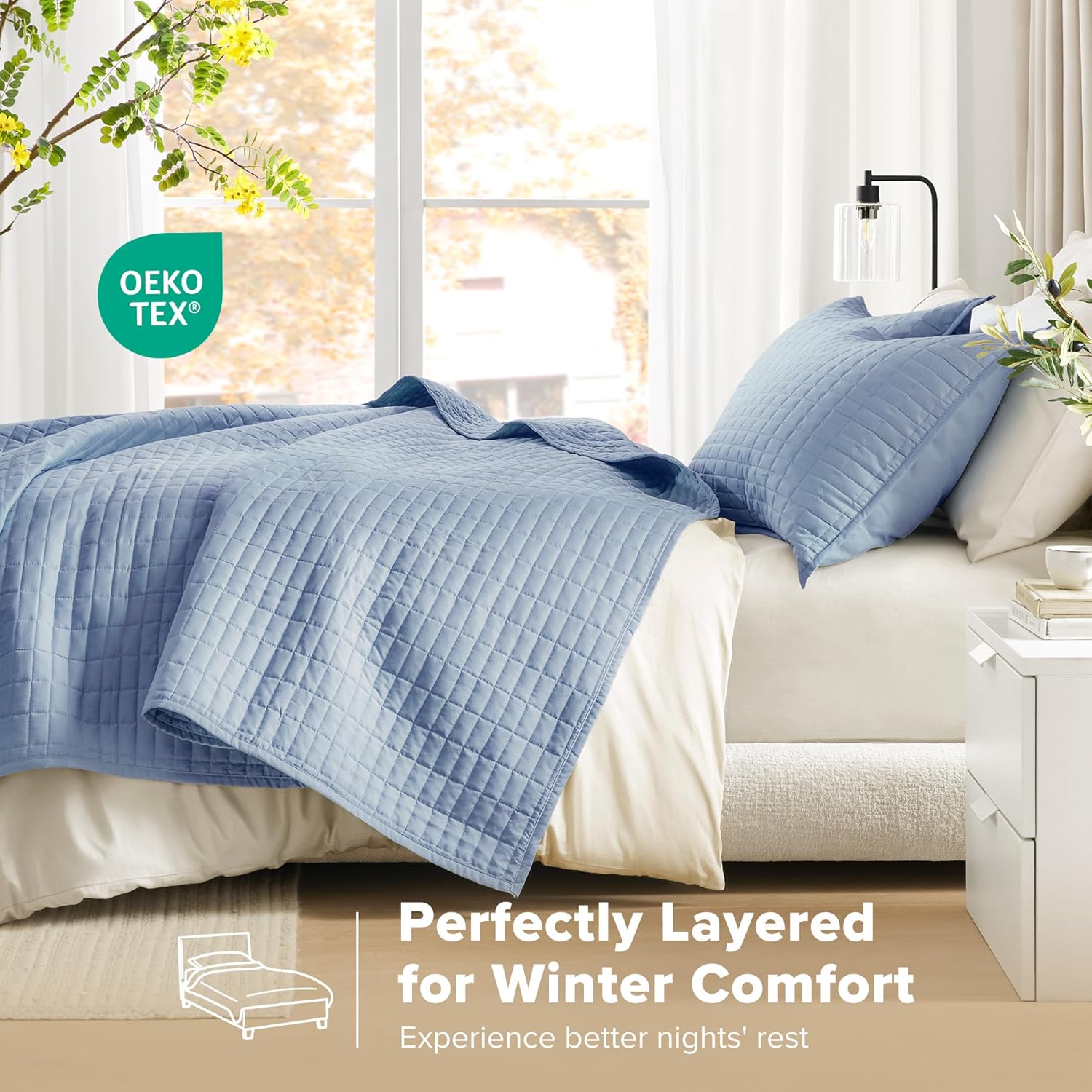 Comfort Spaces Kienna Quilt Set - 3 Piece Blue