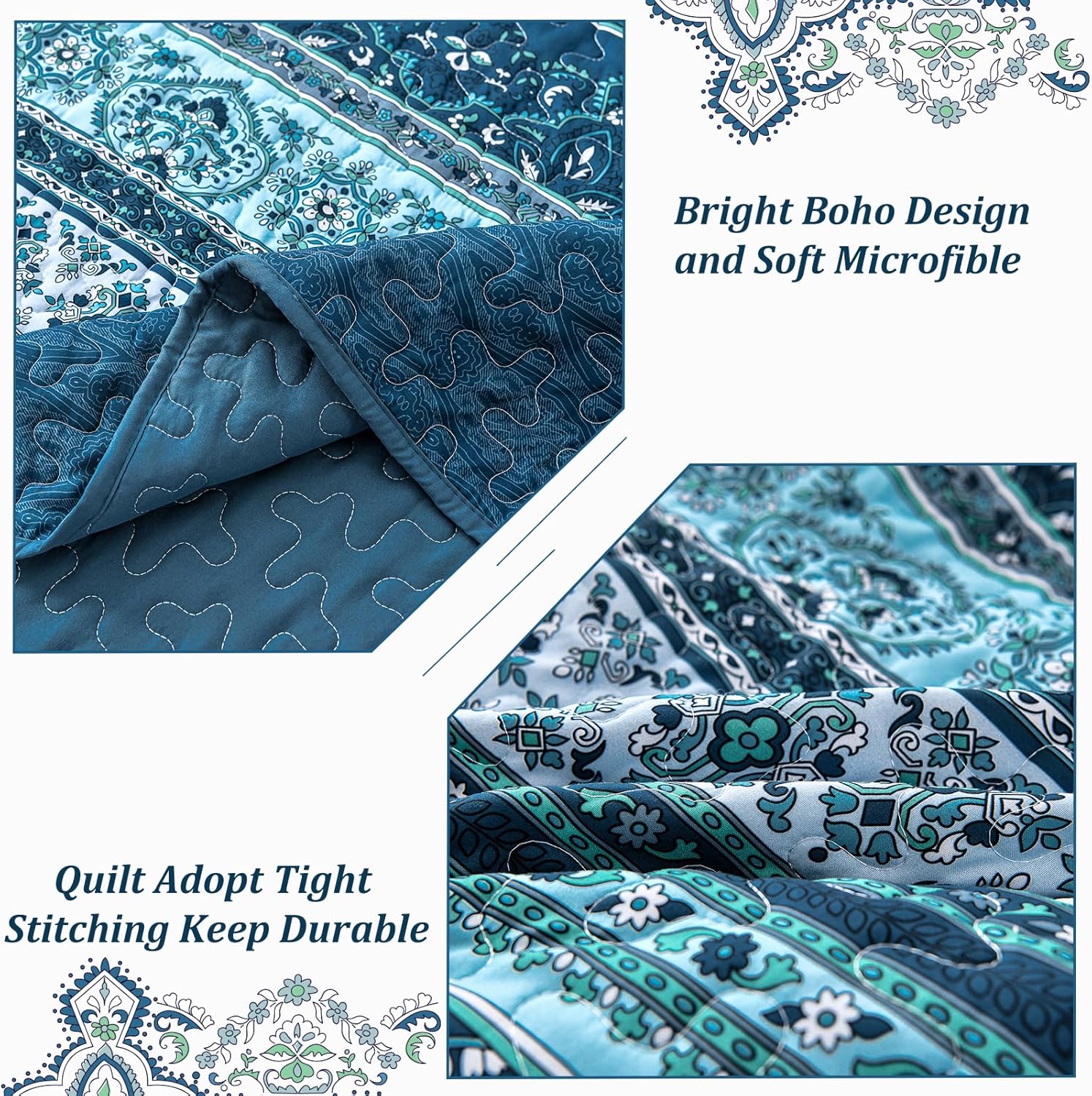 WONGS BEDDING Boho Quilt Set Cal King