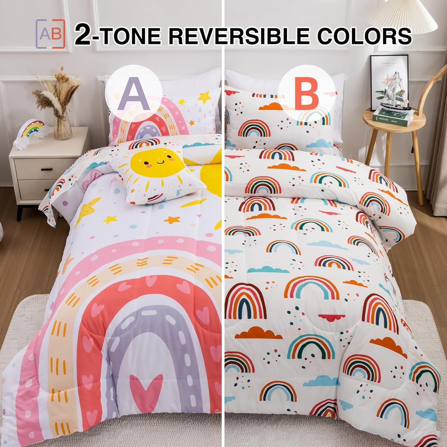 A Nice Night Cartoon Rainbow Comforter Set Twin