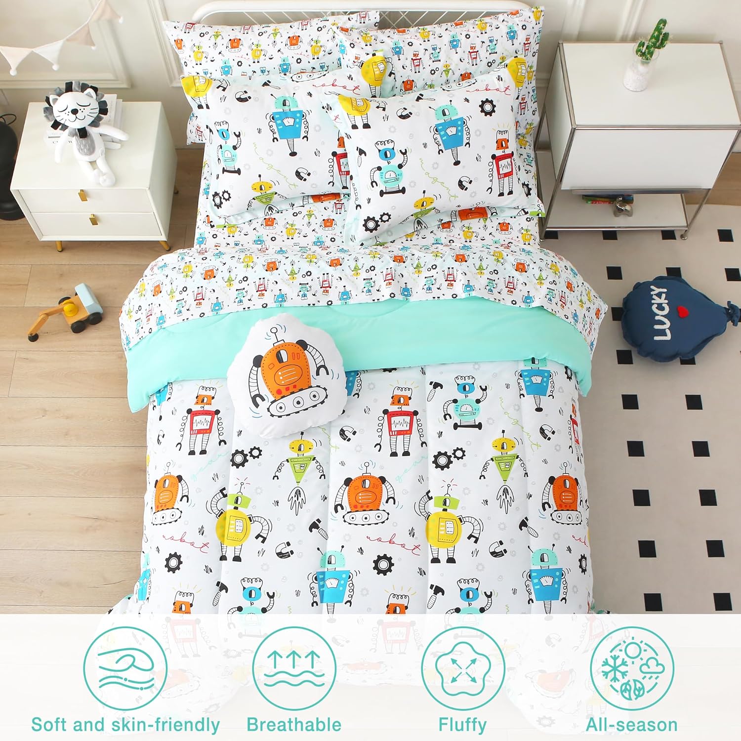 Mooreeke Twin Comforter Set Kids 6 Pieces Bed in a Bag