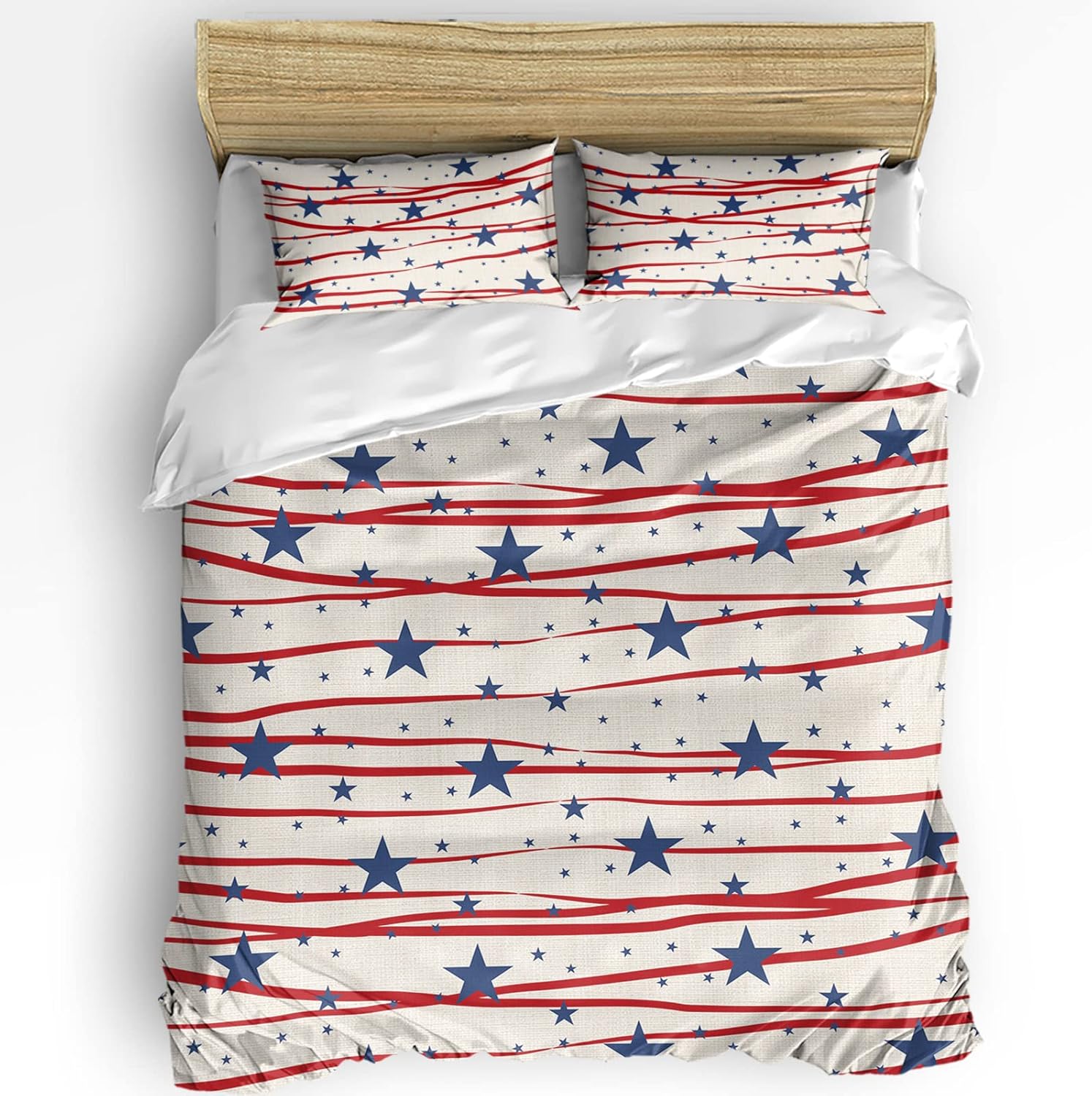 OComster 4th of July Cal King Duvet Cover Set