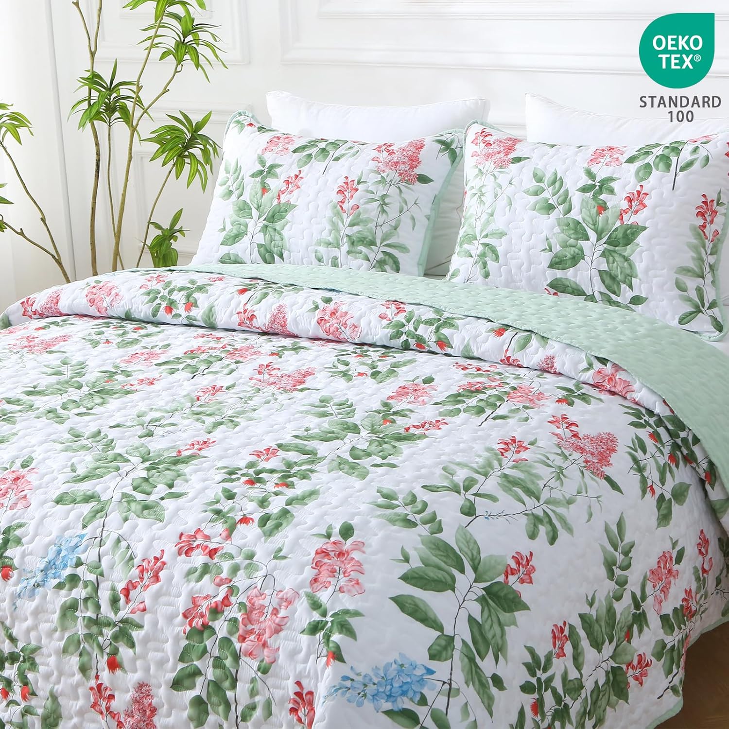 Heymybed Green Quilt Set Queen Size 3 Piece
