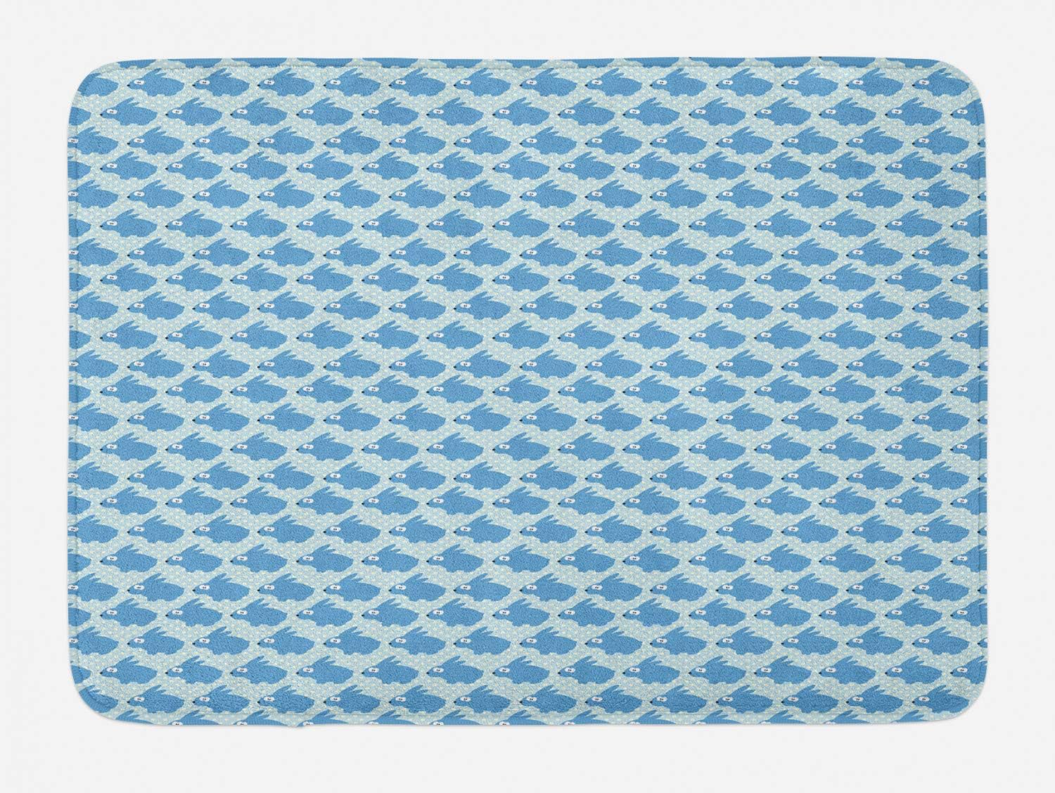 Ambesonne Bunny Bath Mat 302 x 20 Blue Pale Blue Cream