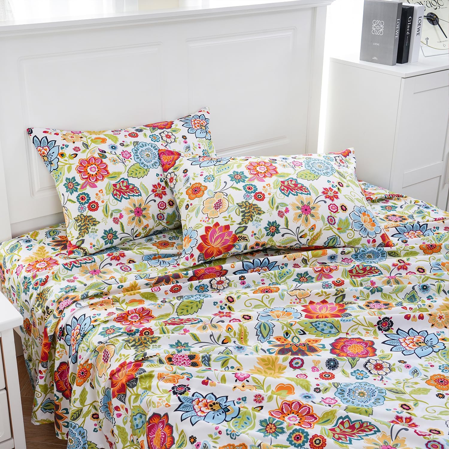 MEISHANG King Sheet Set - Floral Pattern Deep Pocket Ultra Soft