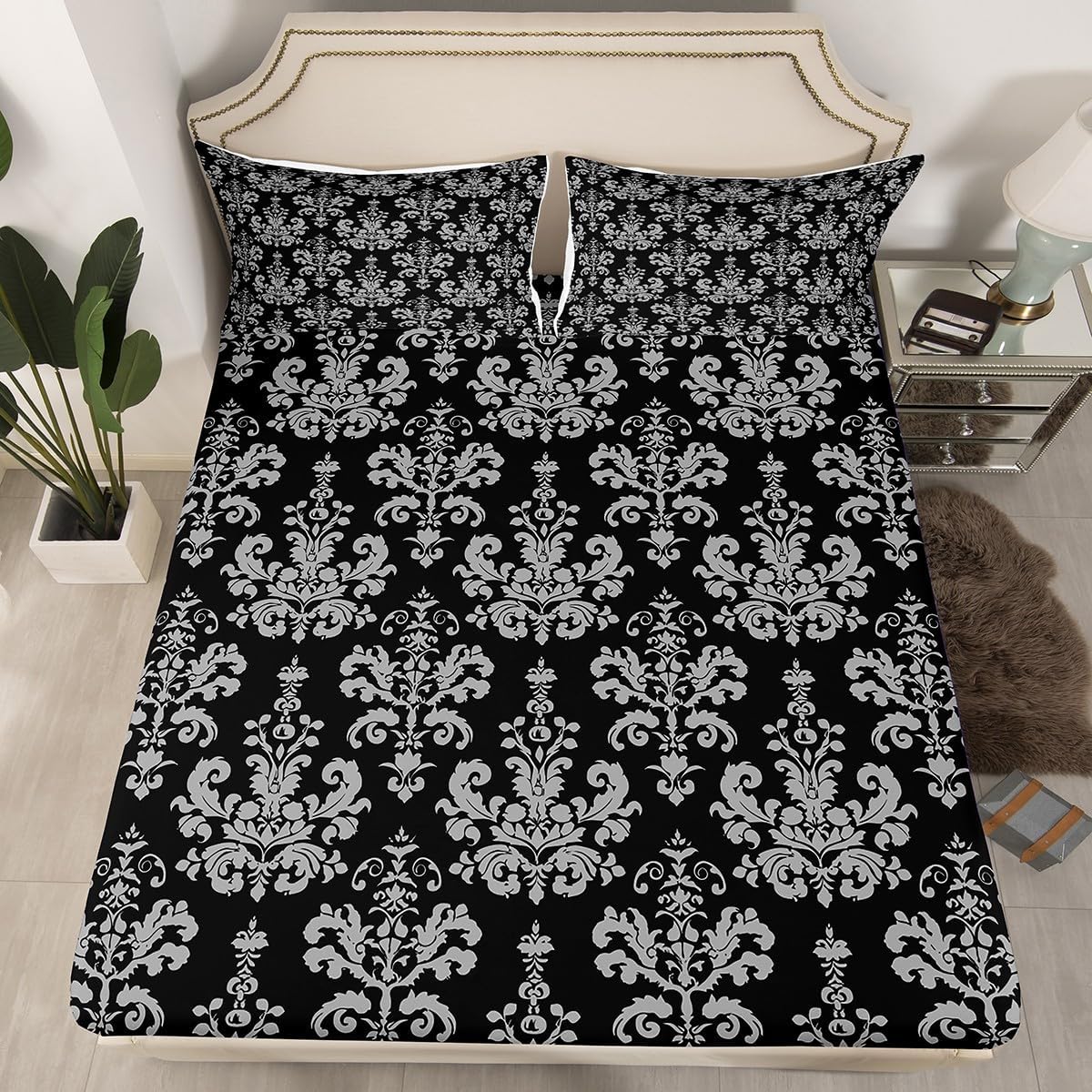 Feelyou Damask Pattern Twin Bedding Set Baroque Style