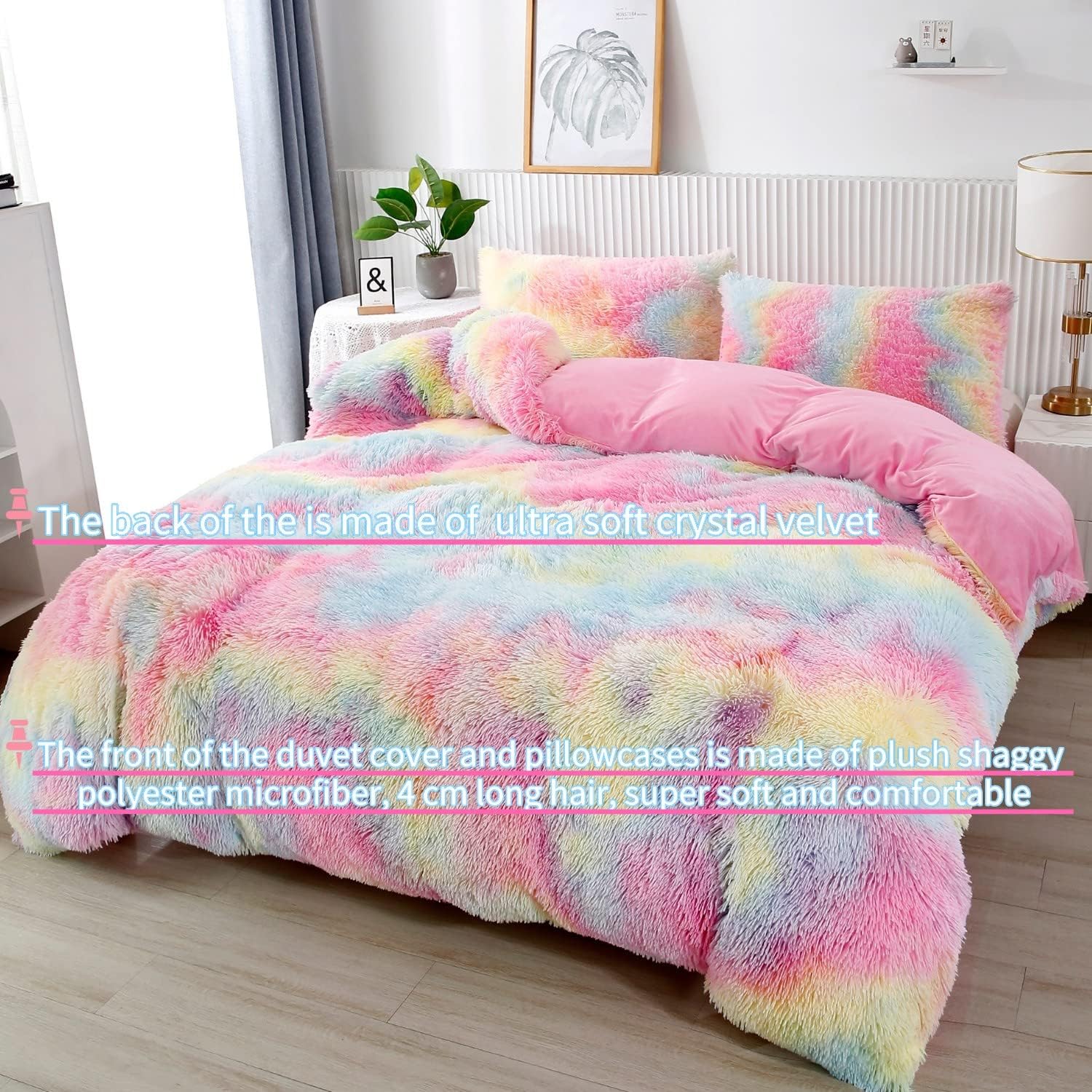 RYNGHIPY 3Pcs Rainbow Girls Duvet Cover Set Twin Size 1