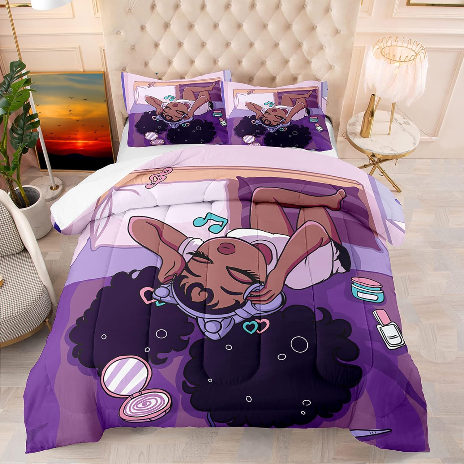 African American Black Girl Comforter Set Twin Size 1
