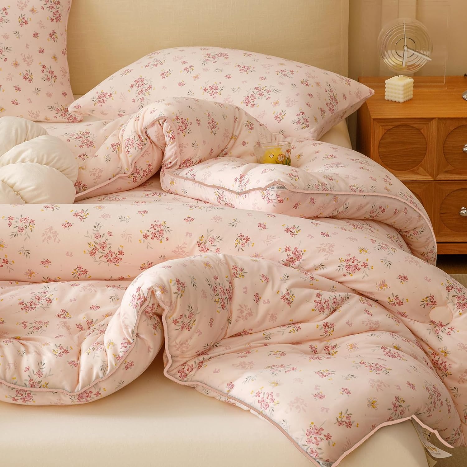 Doimier 2PCS Toddler Bedding Set Pink Petals