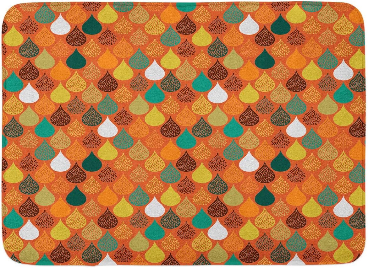 Ambesonne Geometric Bath Mat Orange White