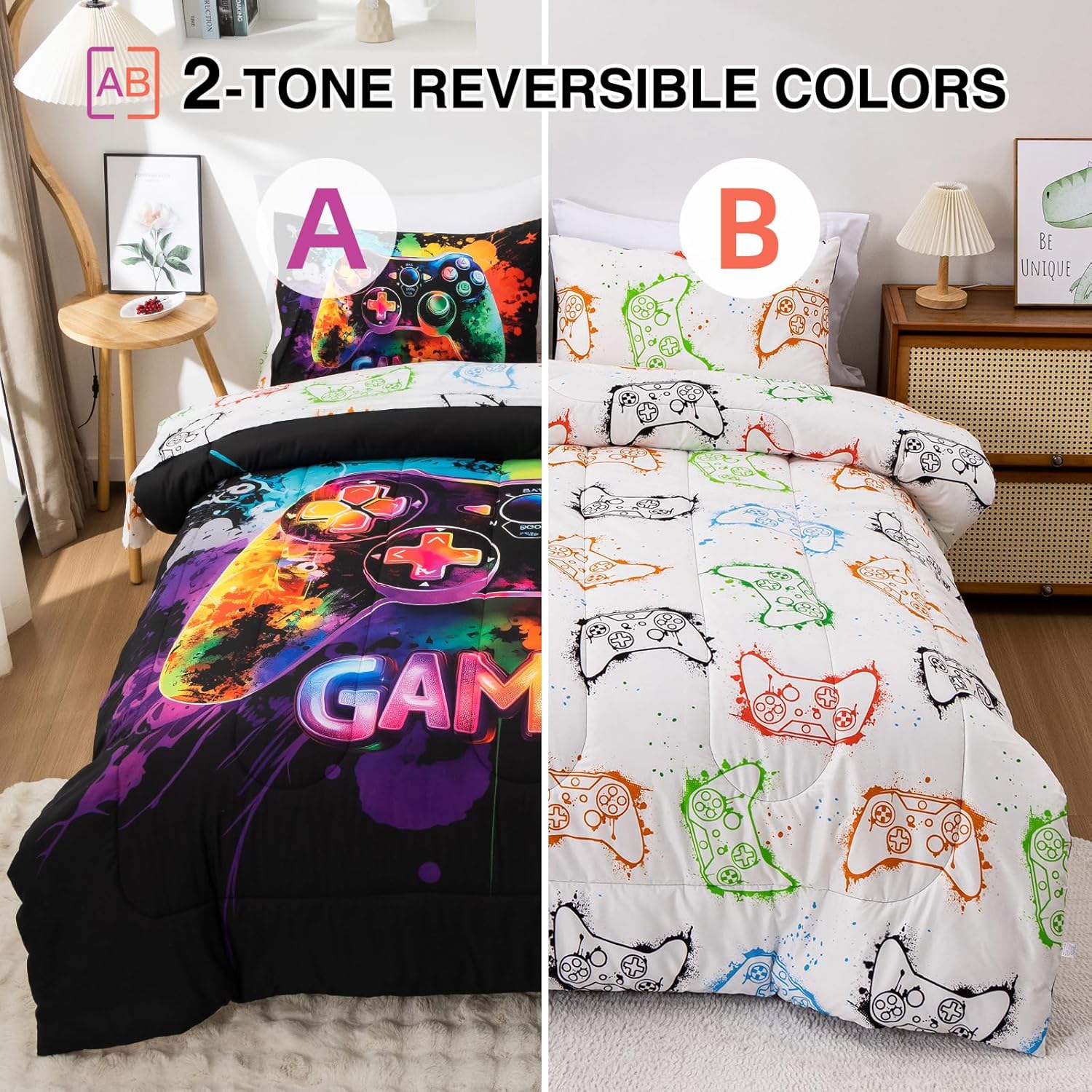 A Nice Night Boys Twin Size Game Console Comforter Set