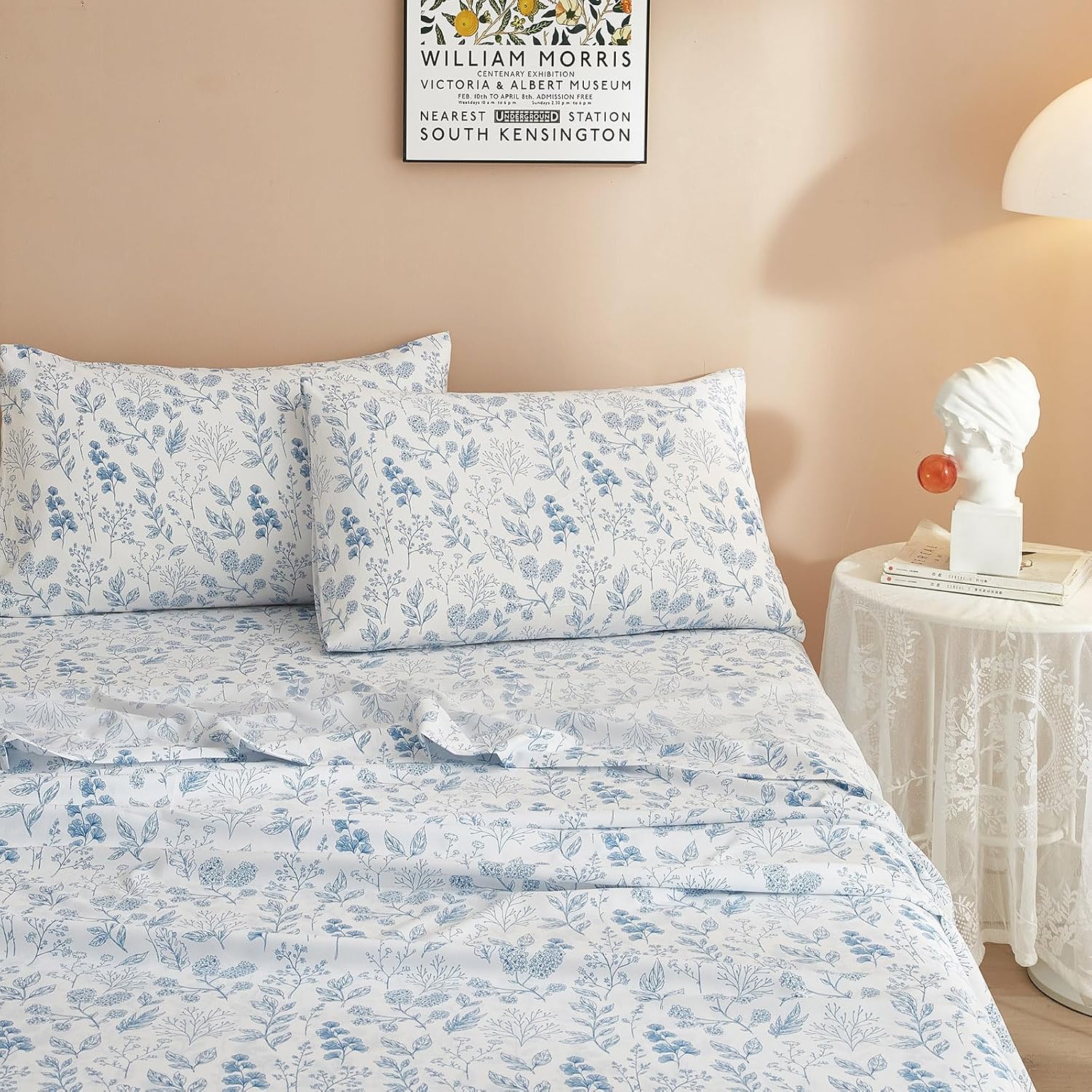 LifeTB California King Floral Sheets Set 4 Piece 1