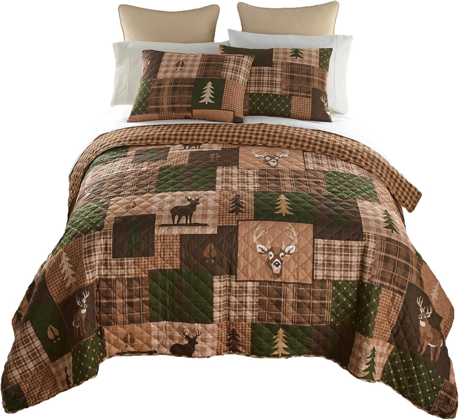 Donna Sharp Queen Full Bedding Set - 3 Piece Green Forest Lodge