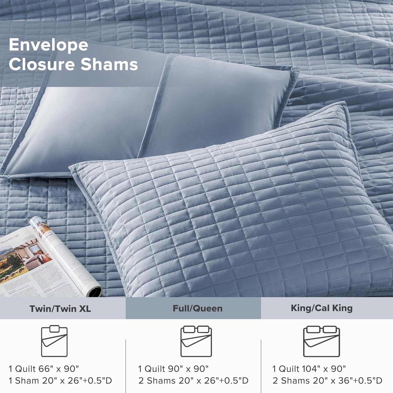 Comfort Spaces Kienna Quilt Set - 3 Piece Blue