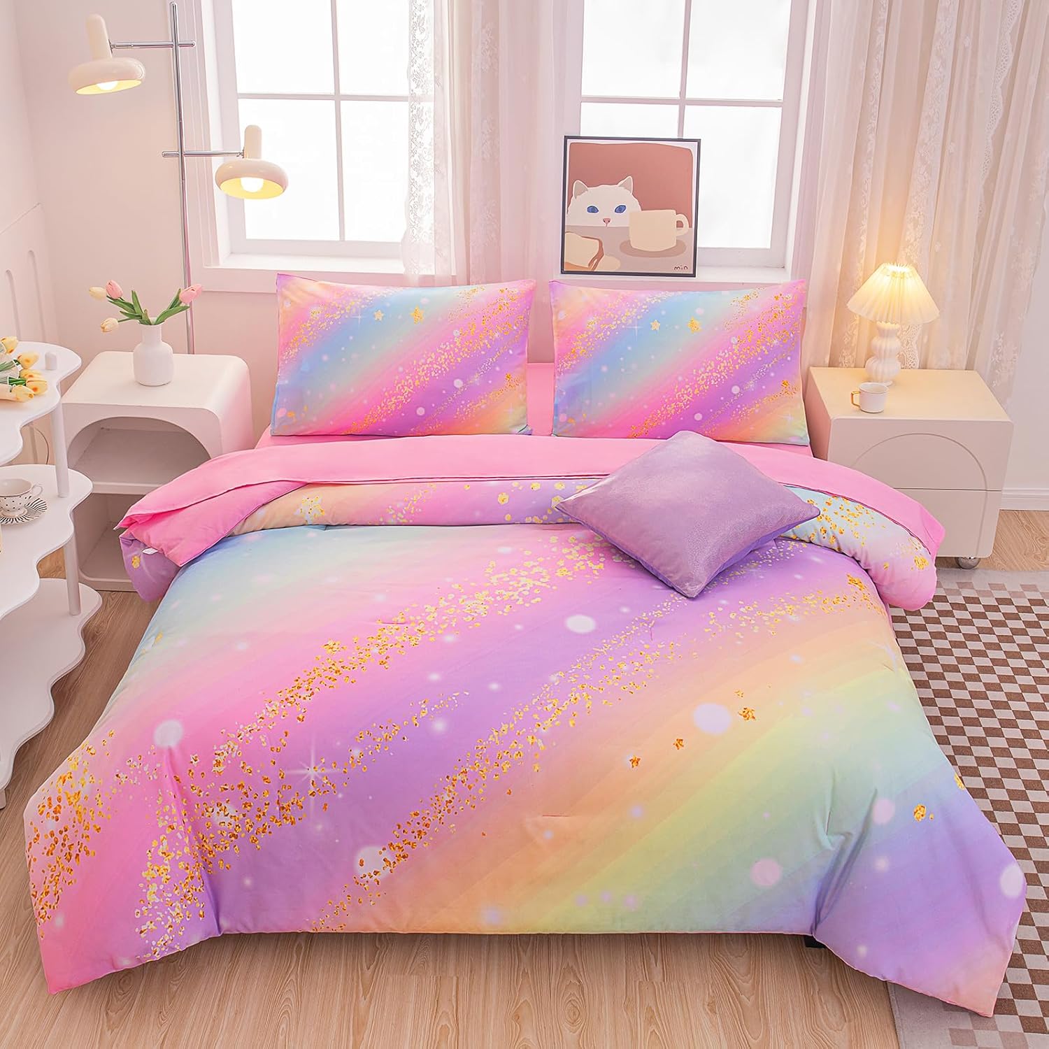 Glitter Galaxy Bedding Set 6 Piece for Girls