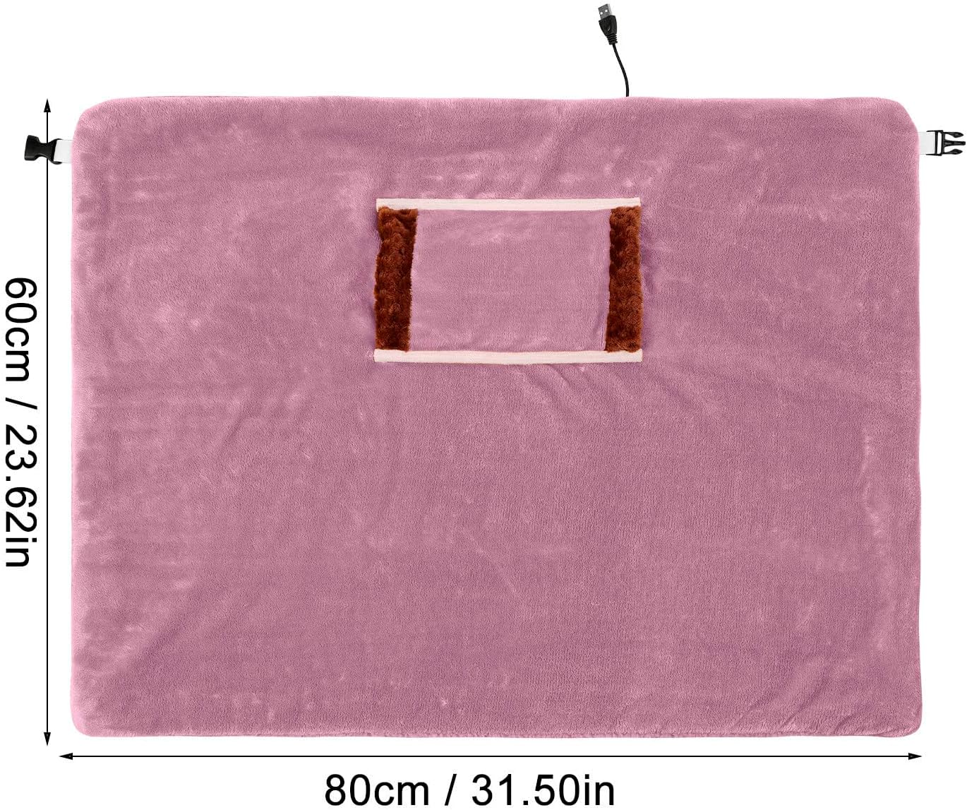 USB Heated Throw Blanket - Blue 60x80 cm Cashmere