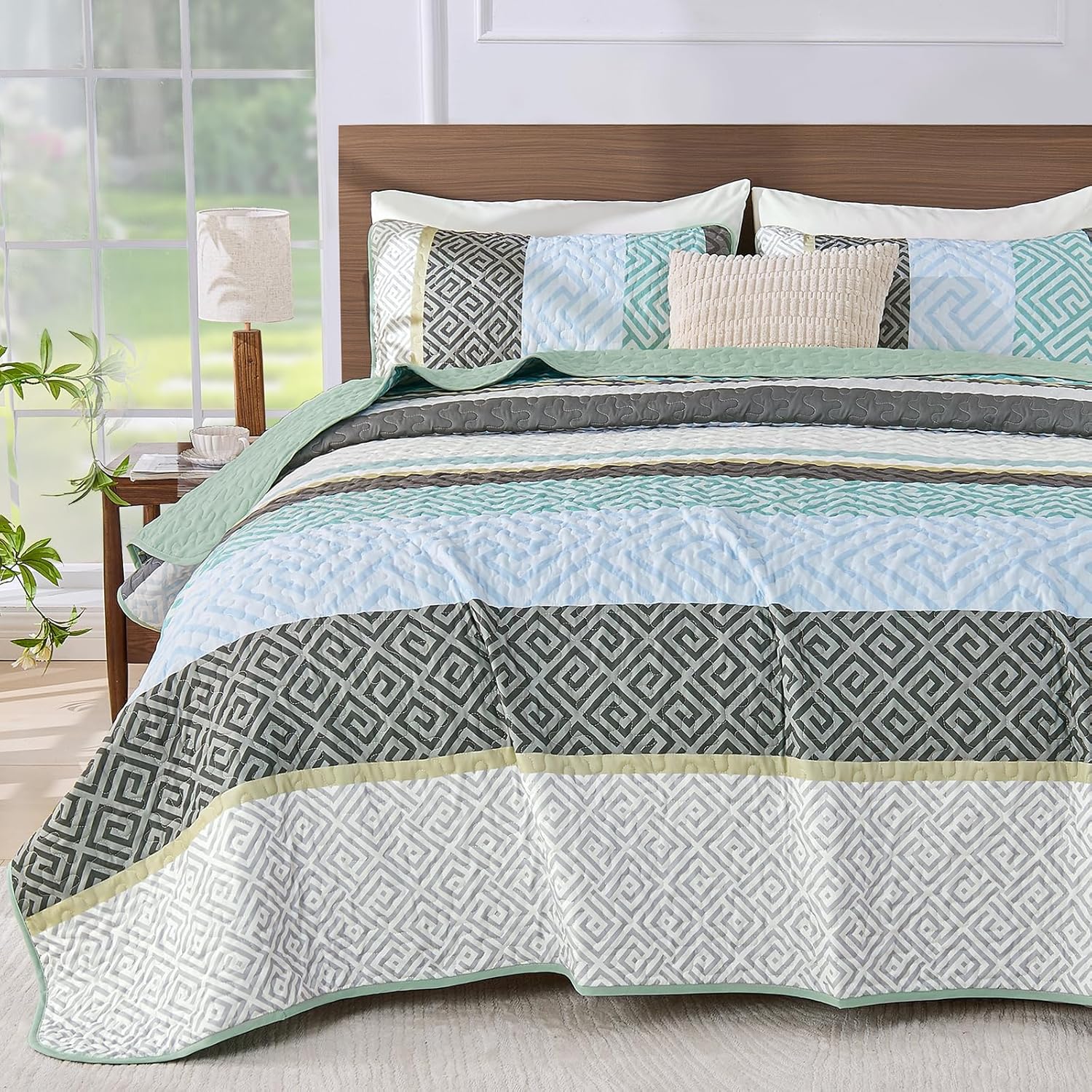 WONGS BEDDING King Size Quilt Set with 3 Pieces
