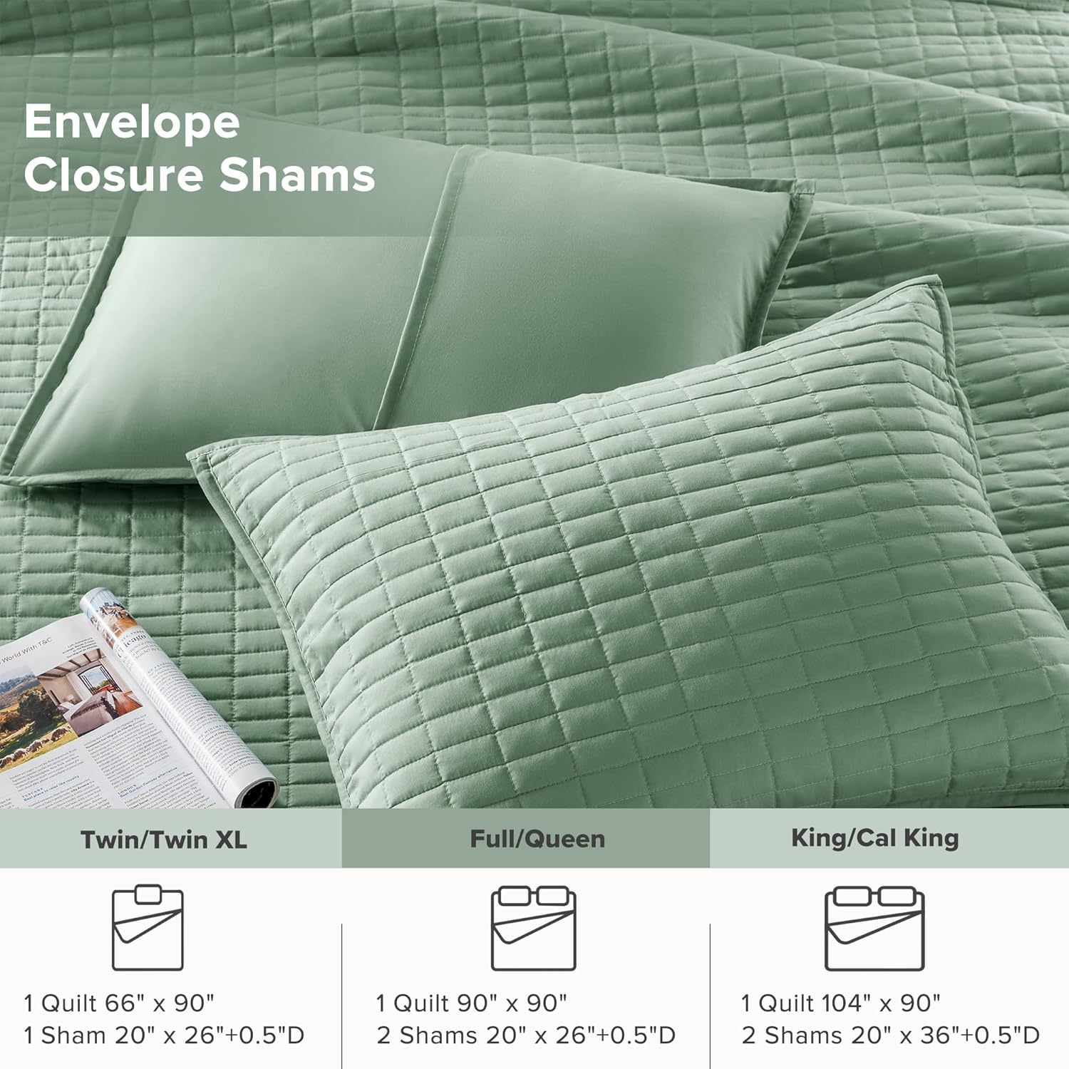 ComfortSpaces Kienna Quilt Set - Lightweight Soft Double Sided 3 Piece